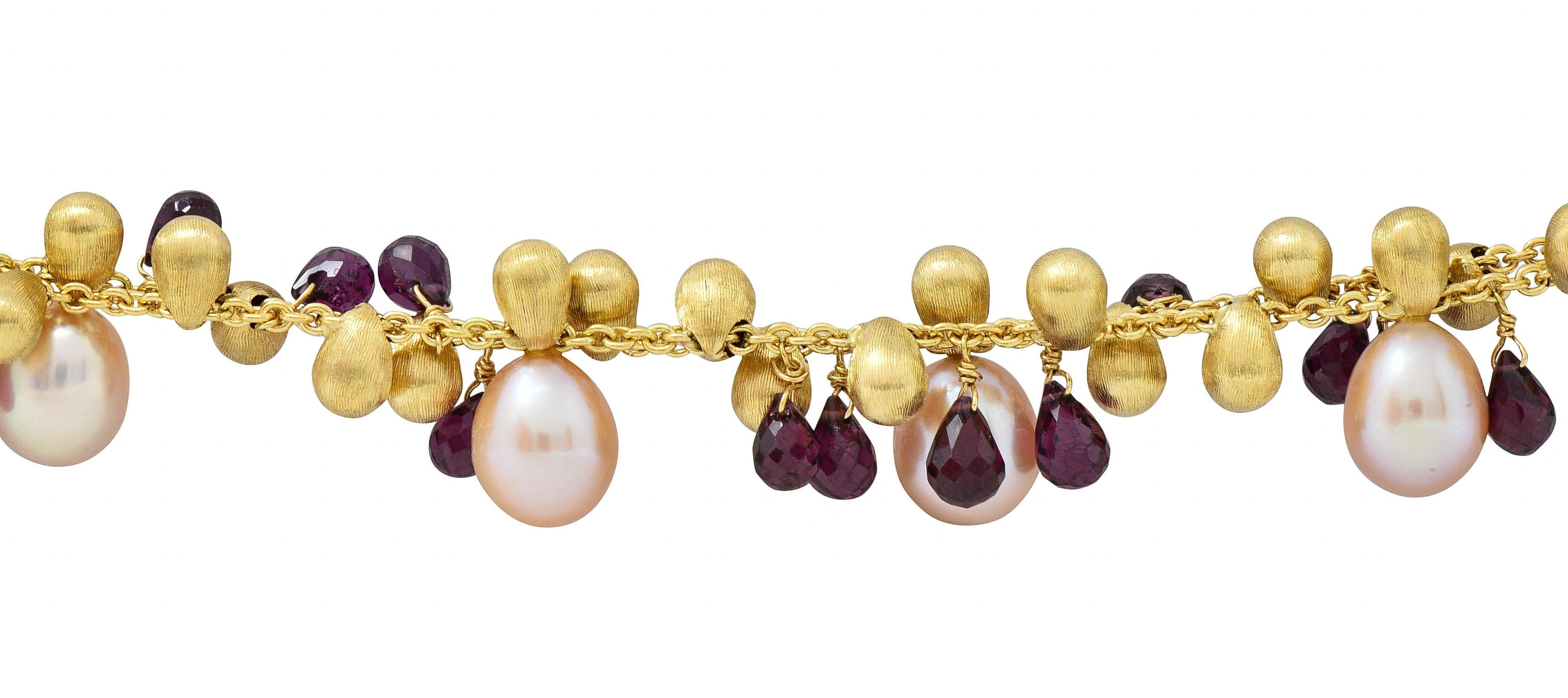 Marco Bicego Freshwater Pearl Garnet 18 Karat Yellow Gold Paradise Bracelet