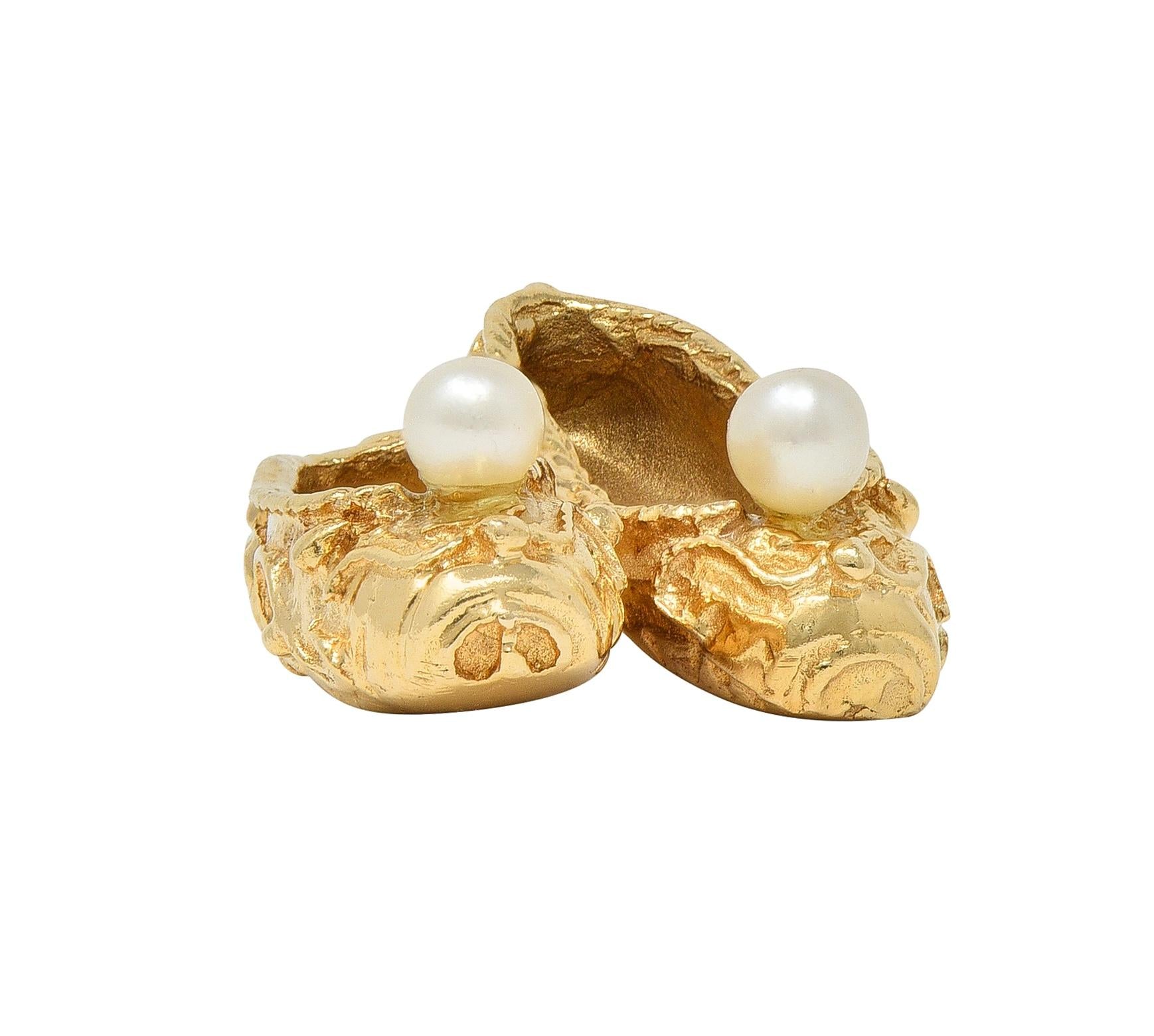 1960's Multi-Gem 14 Karat Yellow Gold Vintage Slipper Pendant Charm