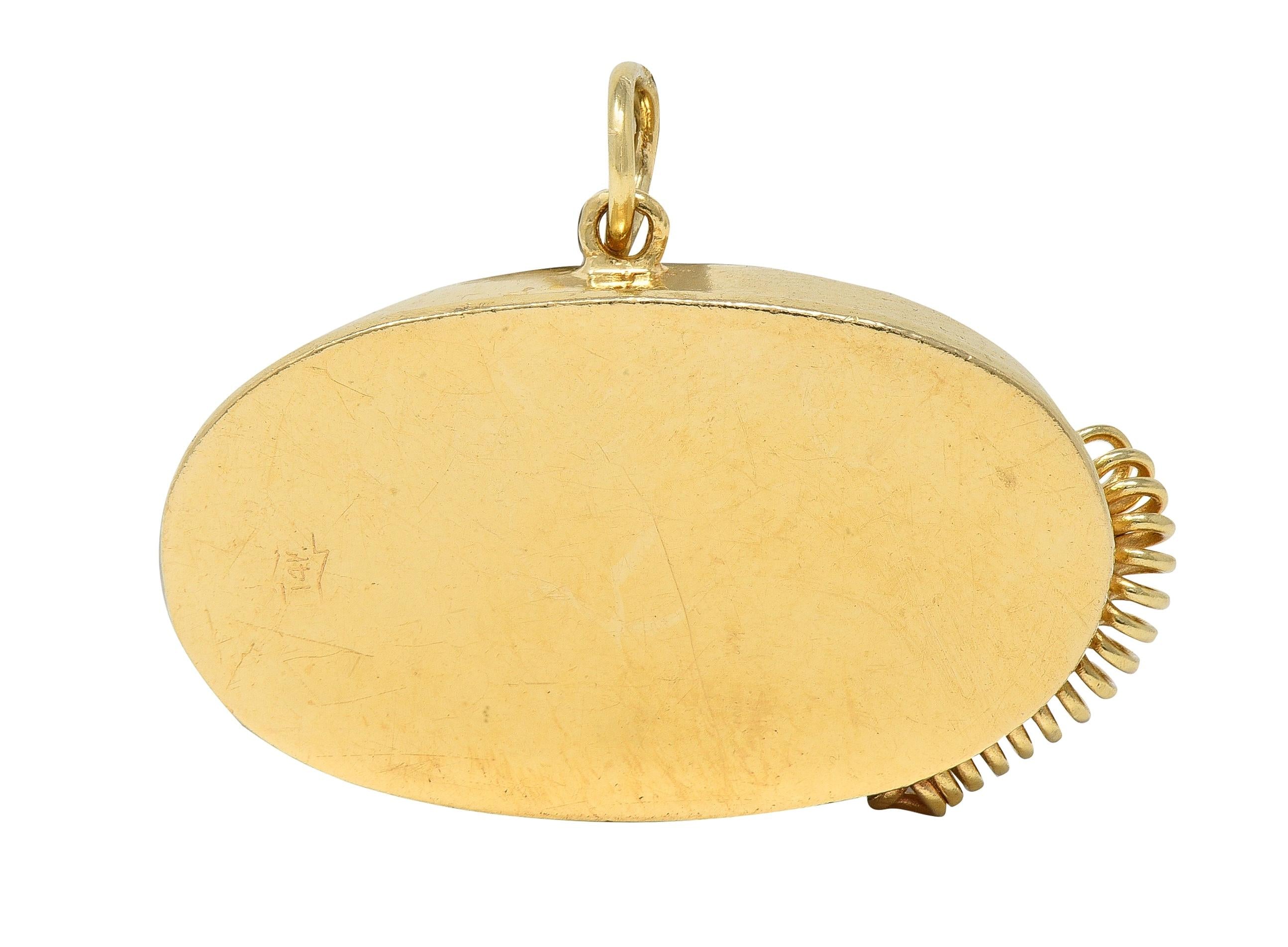 1960's Multi-Gem 14 Karat Yellow Gold Vintage Rotary Phone Pendant Charm