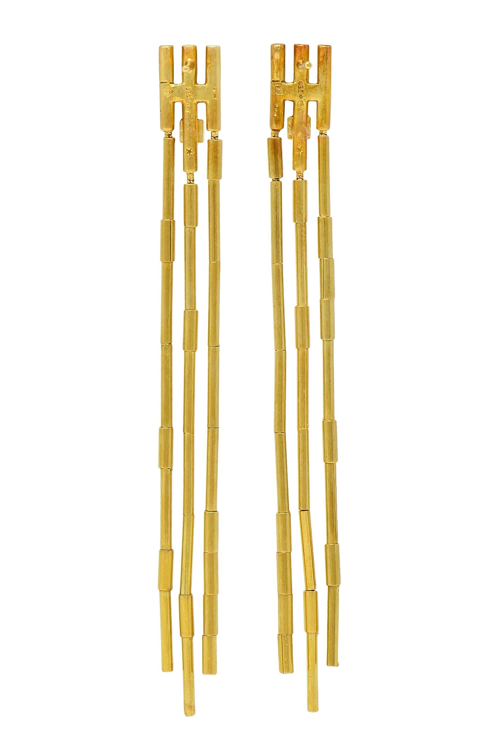 H. Stern Diamond 18 Karat Yellow Gold Fringe Fluid Gold Bead Drop Earrings