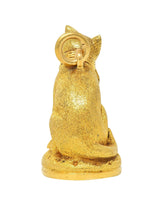 Edwardian Diamond Chalcedony 18 Karat Gold Antique Cat Intaglio Fob Pendant