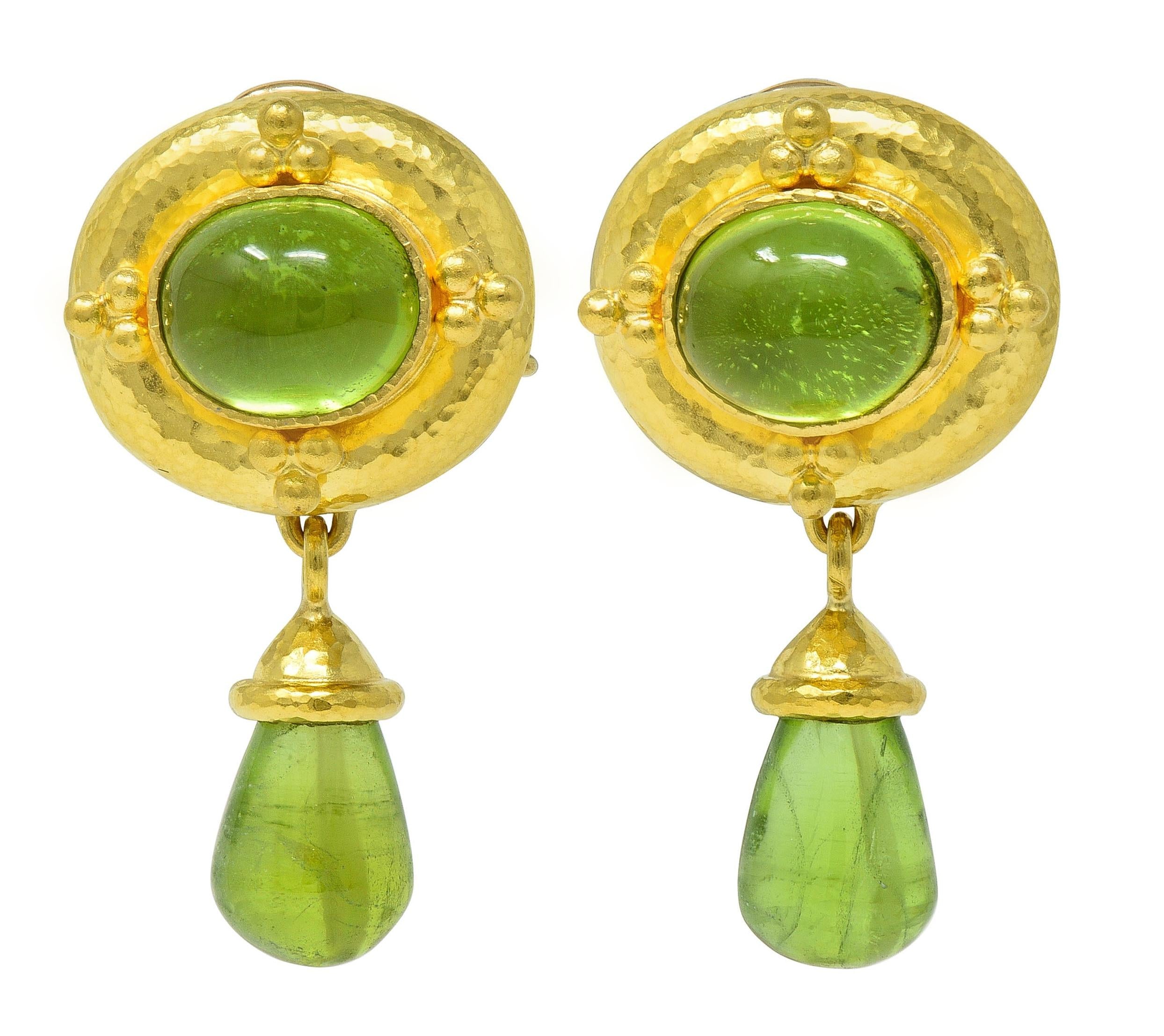 Elizabeth Locke Contemporary Peridot 19K Yellow Gold Day-To-Night Drop Earrings