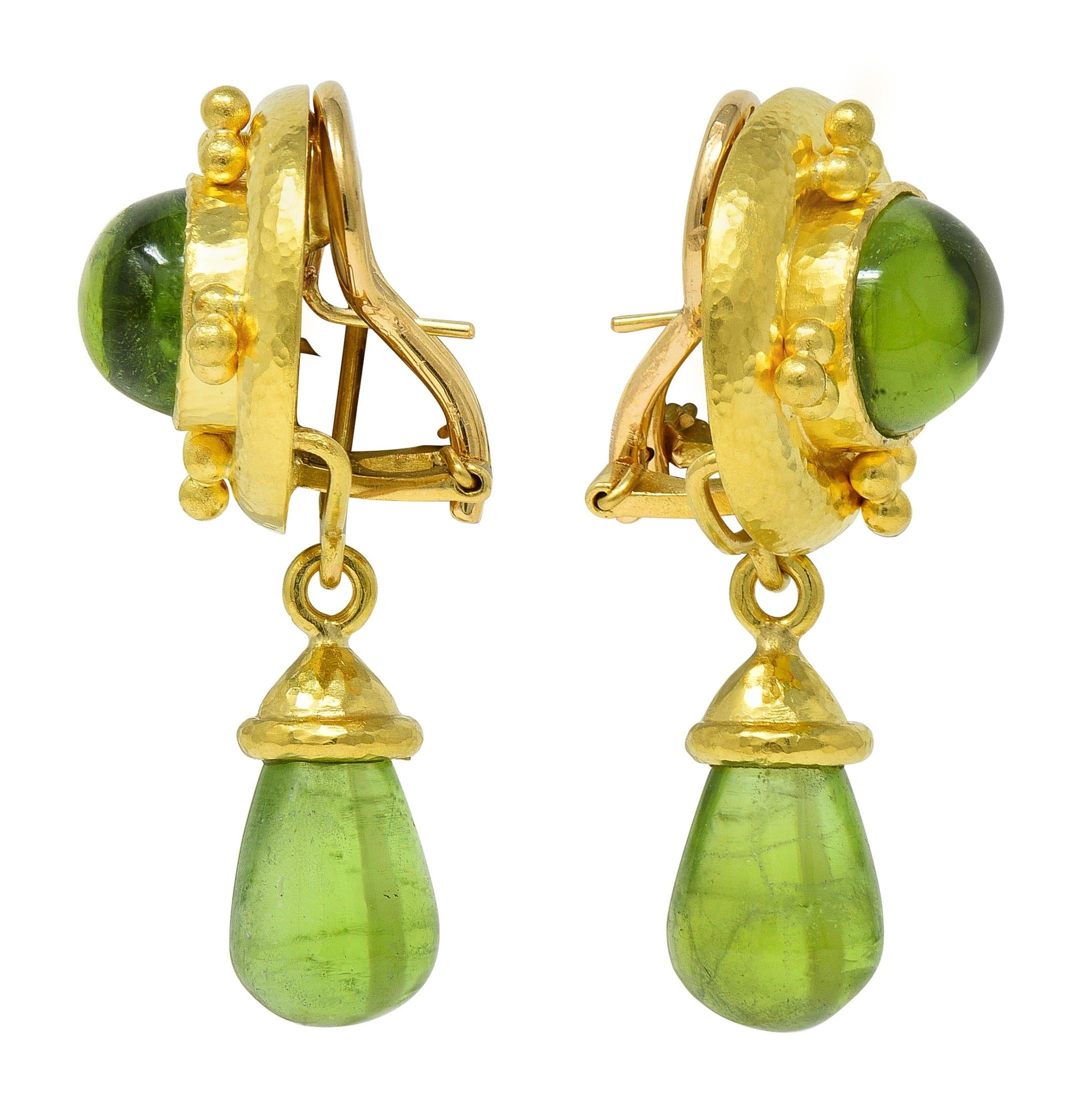 Elizabeth Locke Contemporary Peridot 19K Yellow Gold Day-To-Night Drop Earrings