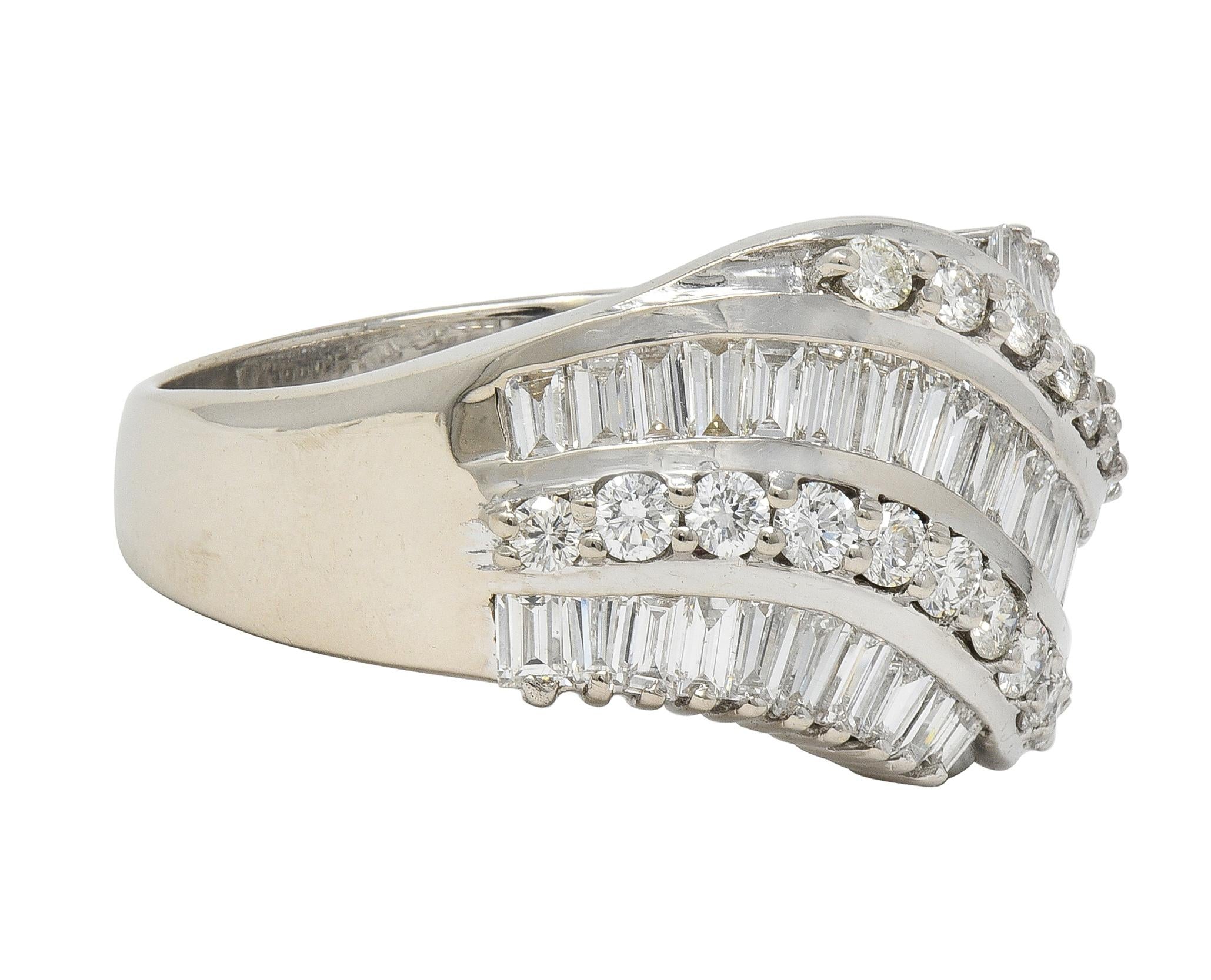 Bellari Contemporary 2.20 CTW Diamond 18K White Gold Twist Multi-Row Band Ring