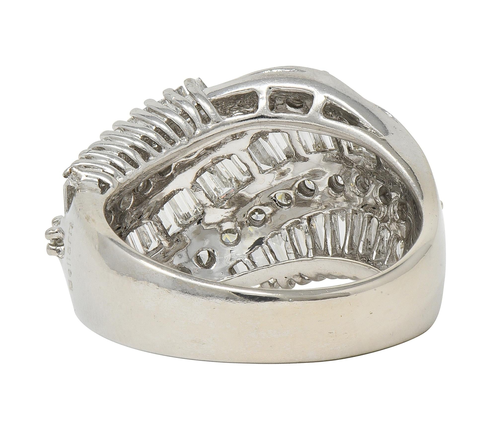 Bellari Contemporary 2.20 CTW Diamond 18K White Gold Twist Multi-Row Band Ring