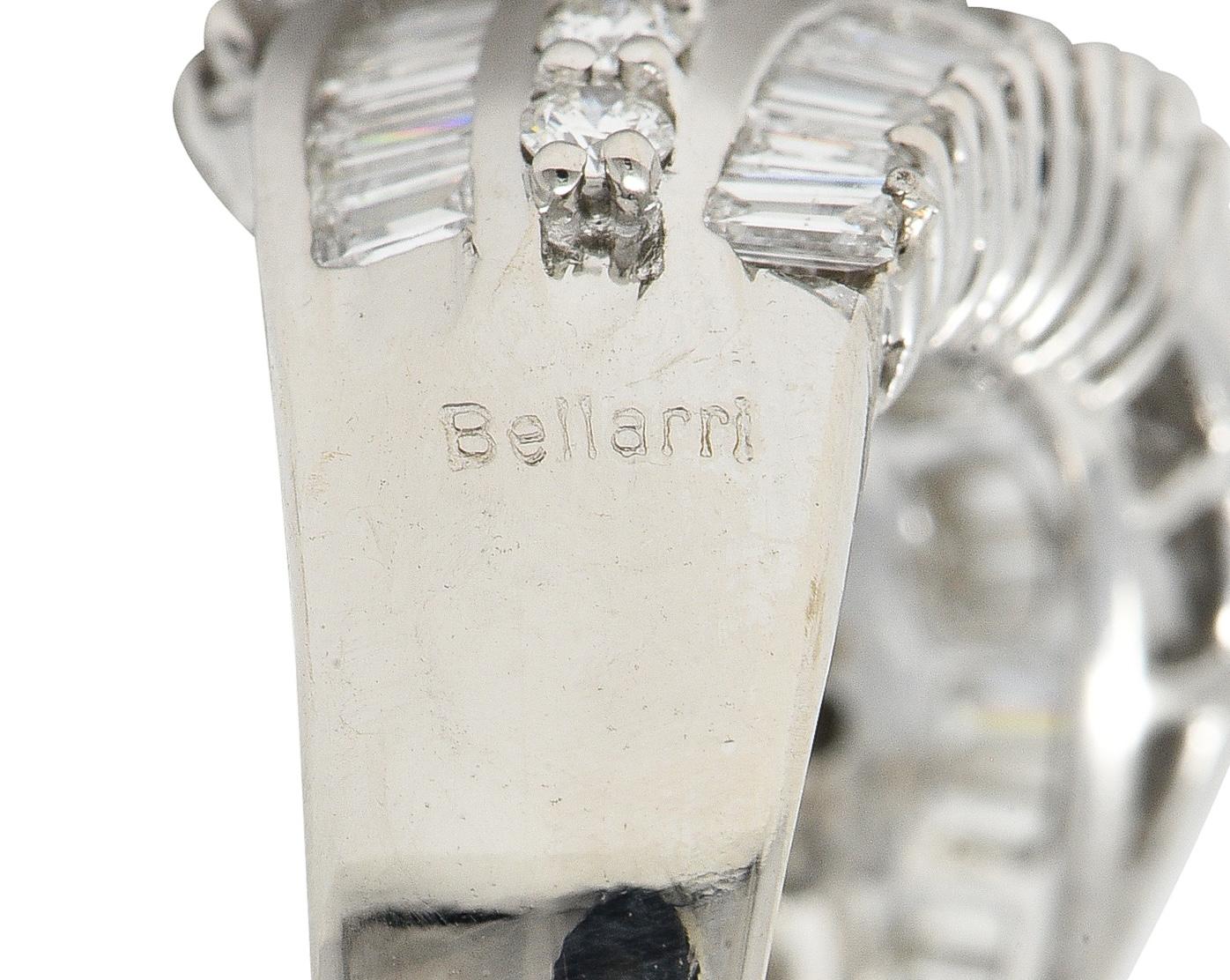 Bellari Contemporary 2.20 CTW Diamond 18K White Gold Twist Multi-Row Band Ring