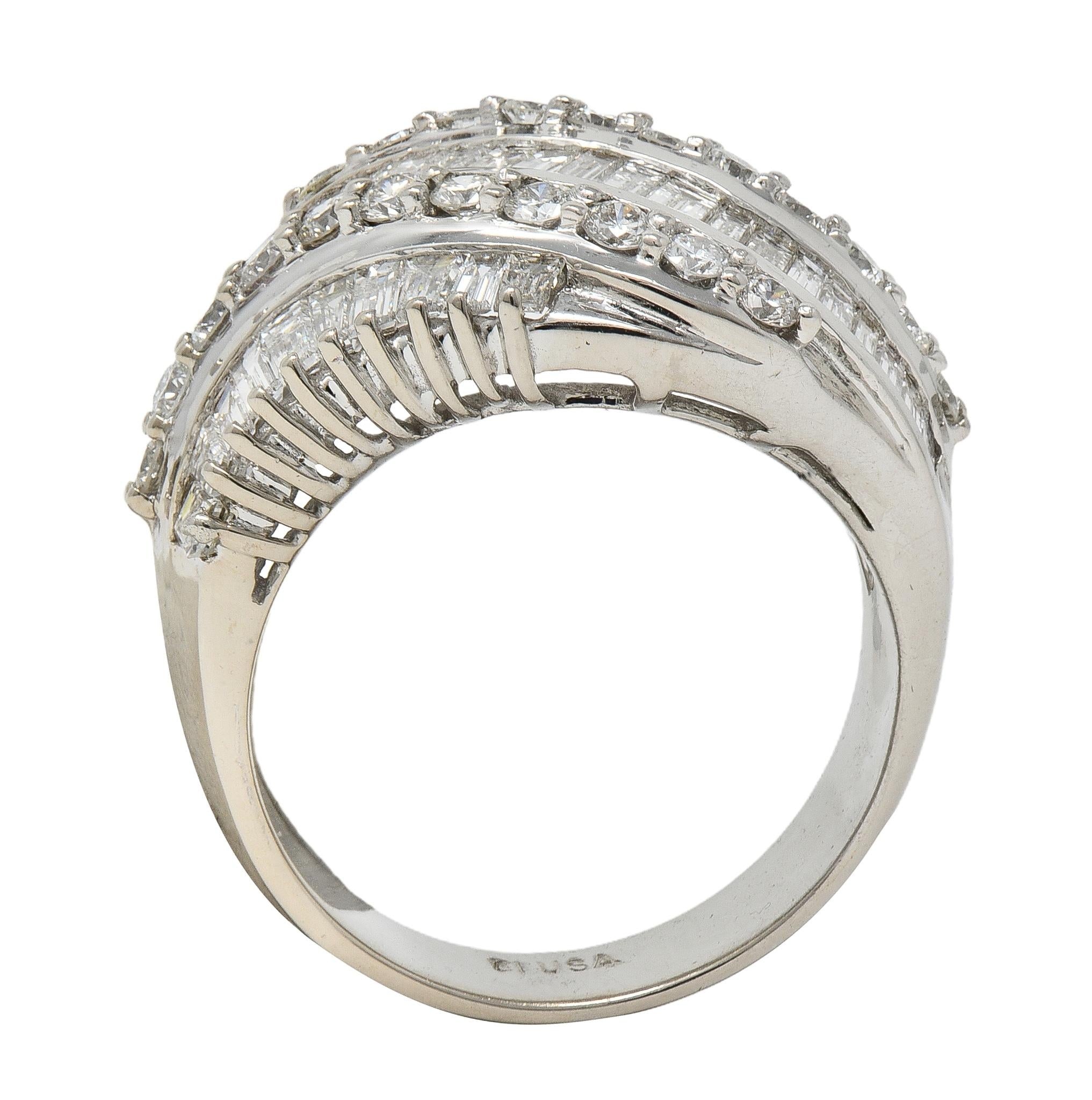 Bellari Contemporary 2.20 CTW Diamond 18K White Gold Twist Multi-Row Band Ring
