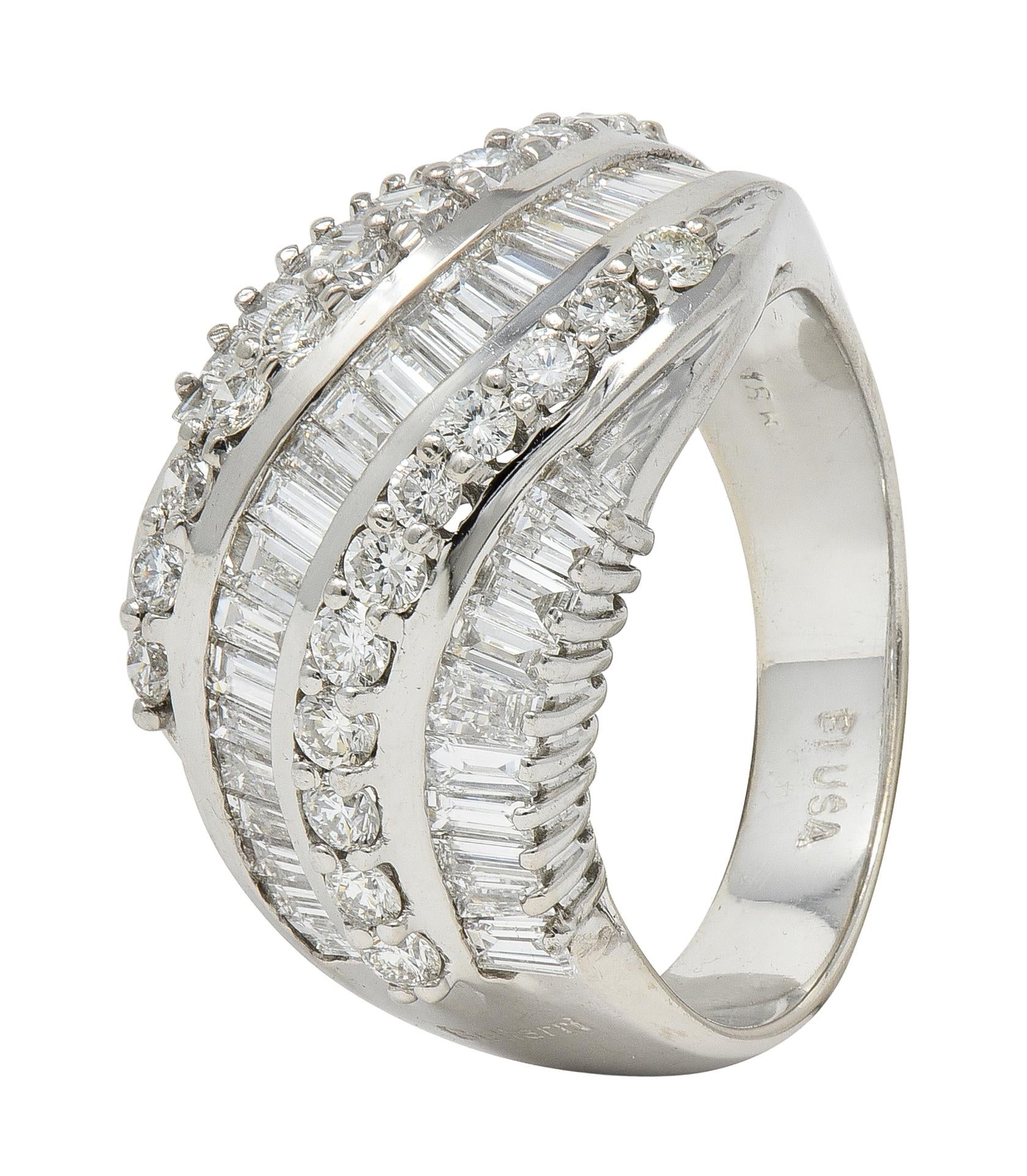 Bellari Contemporary 2.20 CTW Diamond 18K White Gold Twist Multi-Row Band Ring