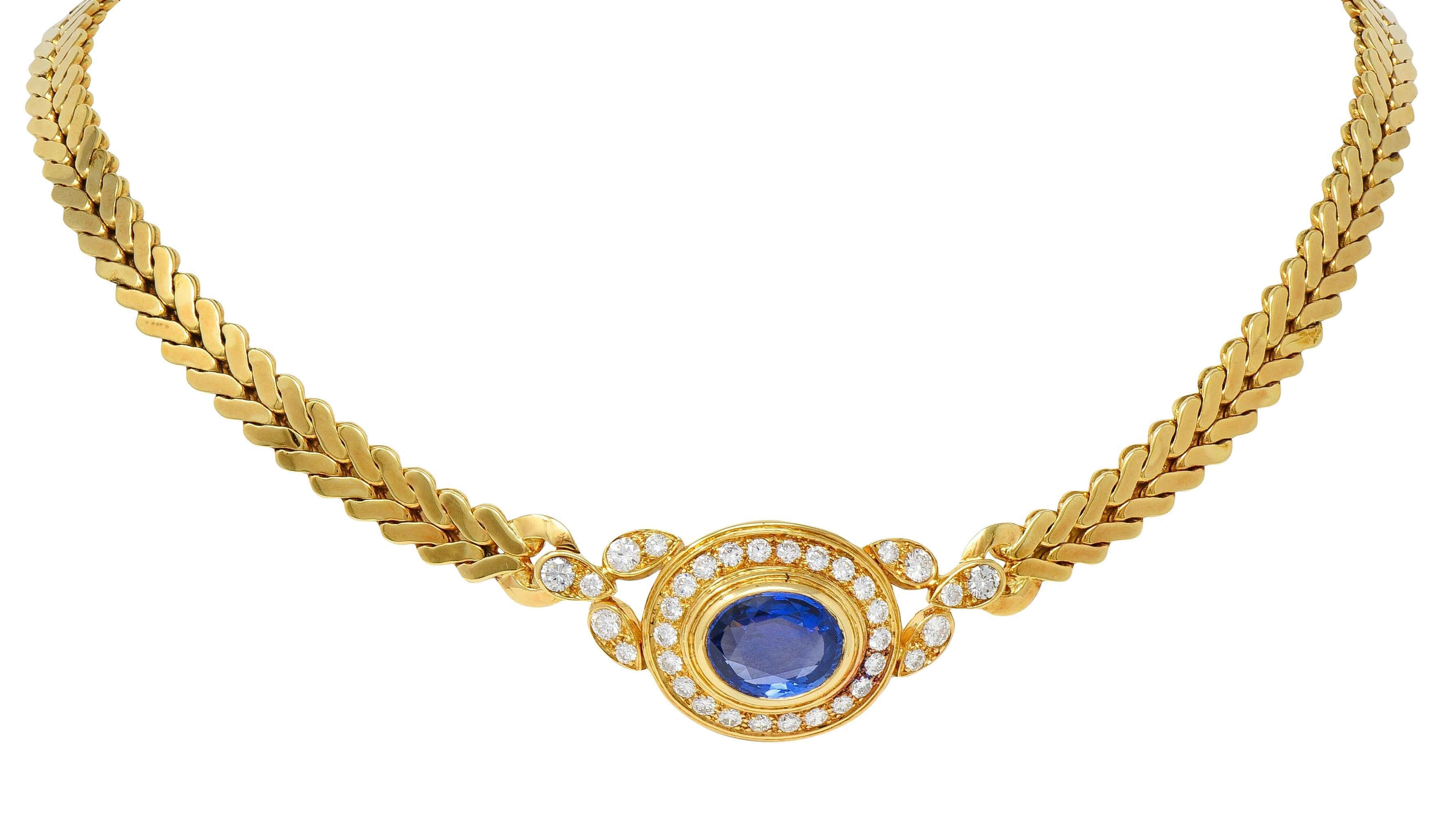Cartier Paris Georges L'Enfant Ceylon Sapphire Diamond 18K Gold Vintage Necklace