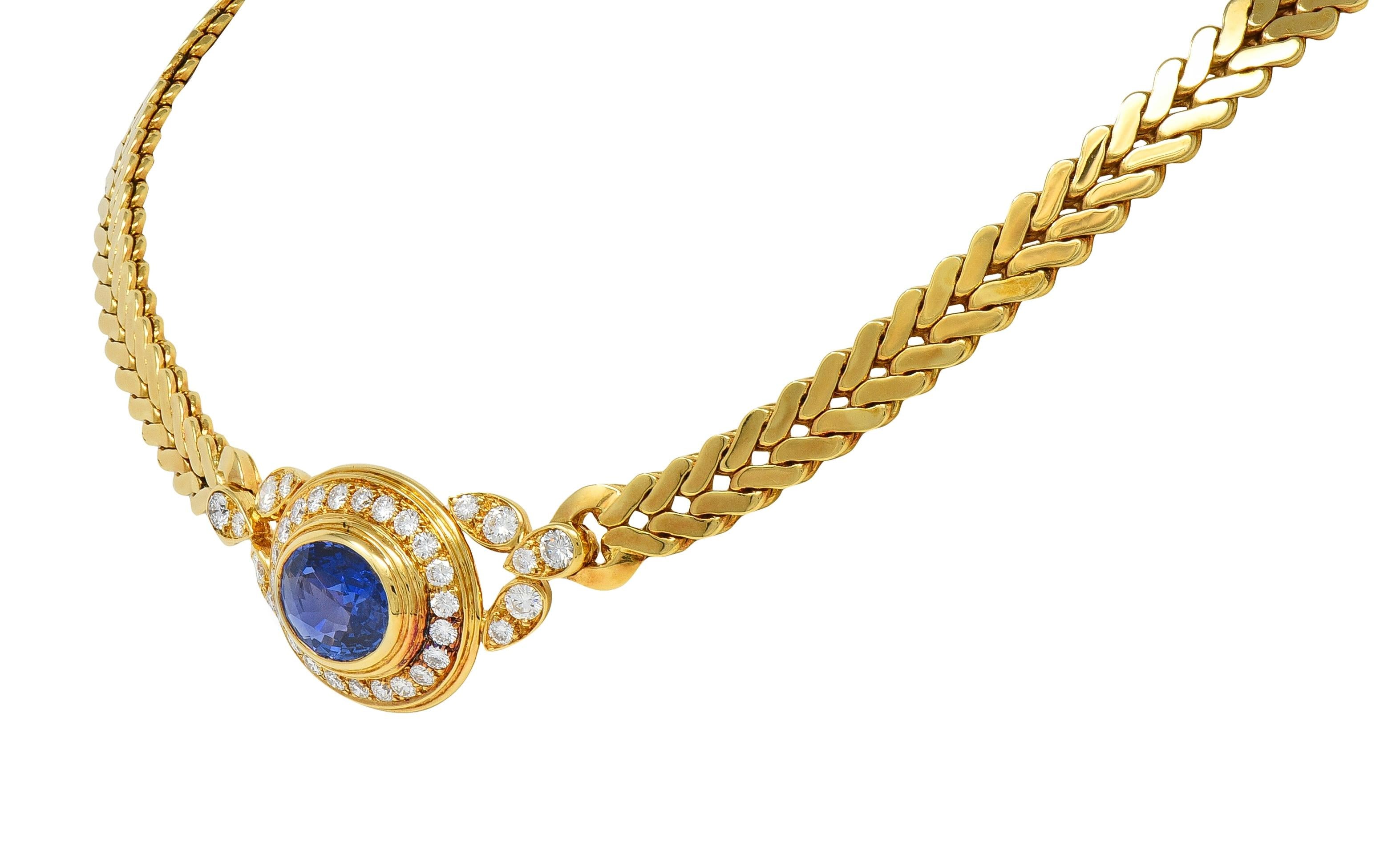 Cartier Paris Georges L'Enfant Ceylon Sapphire Diamond 18K Gold Vintage Necklace