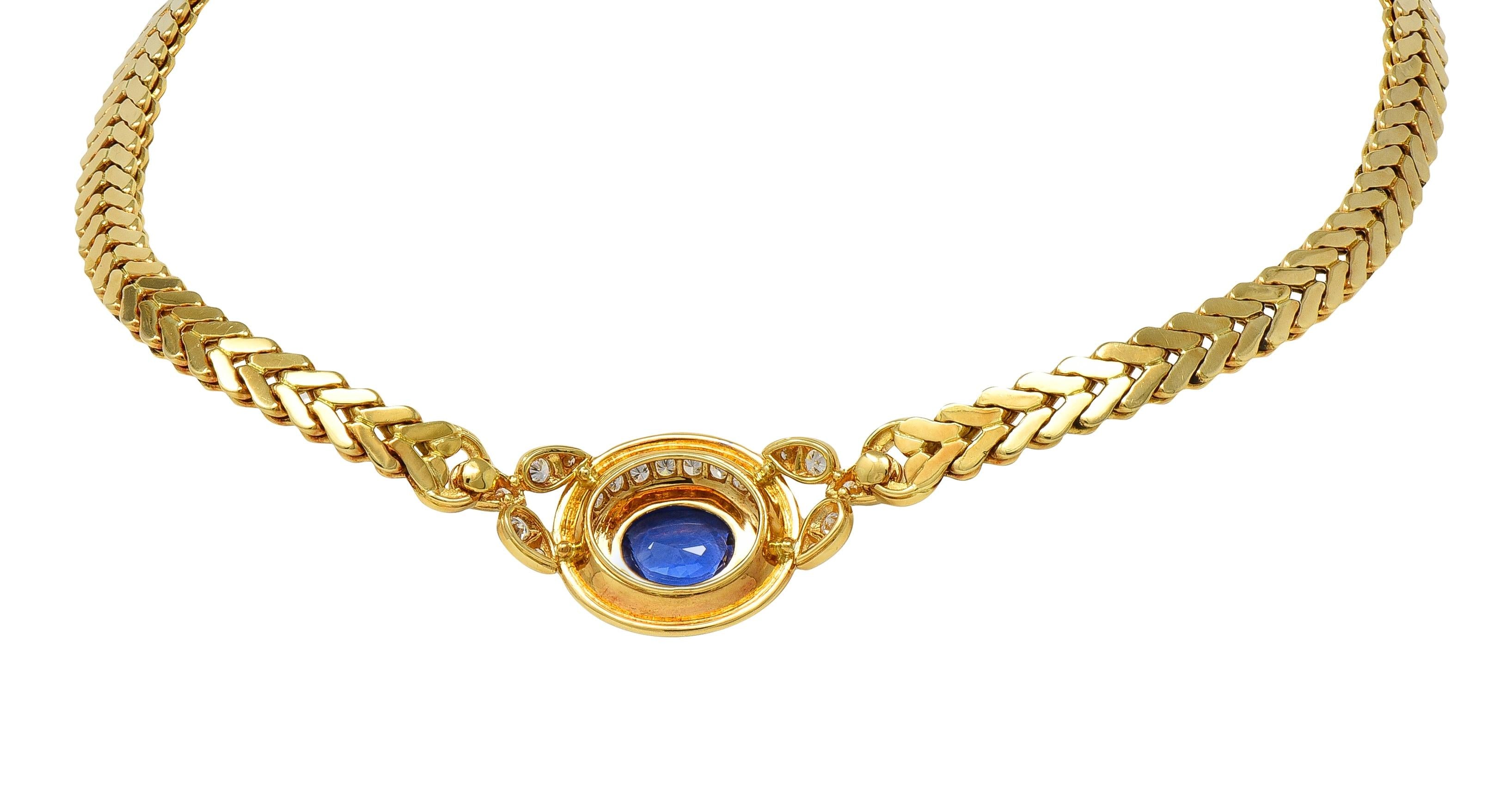 Cartier Paris Georges L'Enfant Ceylon Sapphire Diamond 18K Gold Vintage Necklace