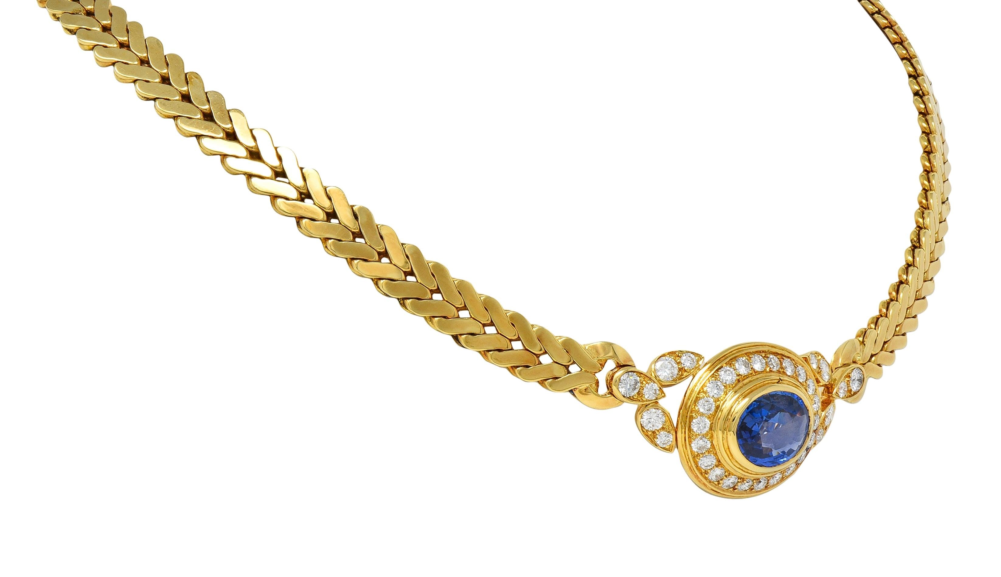 Cartier Paris Georges L'Enfant Ceylon Sapphire Diamond 18K Gold Vintage Necklace