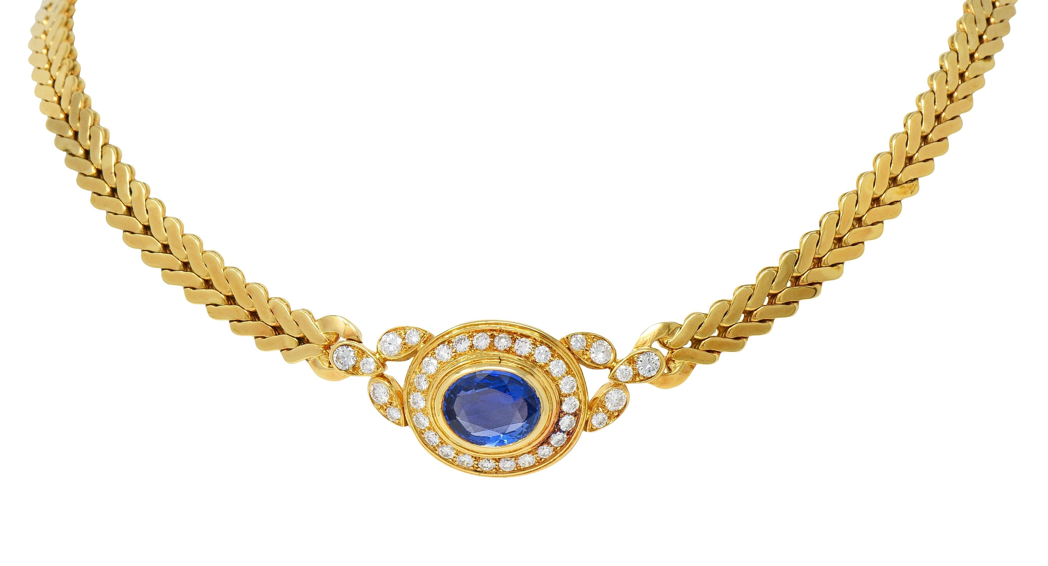 Cartier Paris Georges L'Enfant Ceylon Sapphire Diamond 18K Gold Vintage Necklace