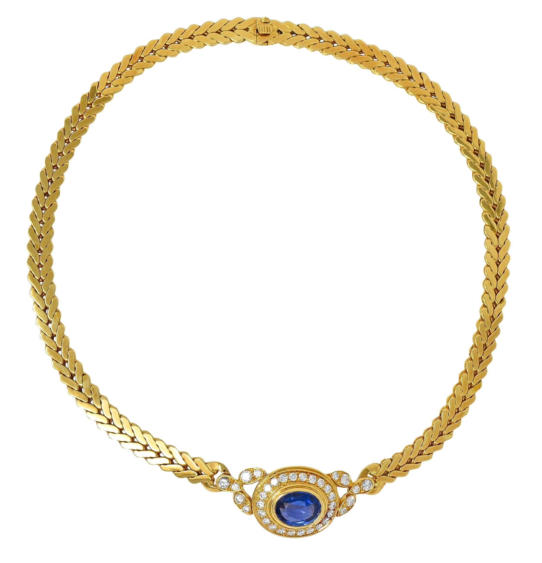 Cartier Paris Georges L'Enfant Ceylon Sapphire Diamond 18K Gold Vintage Necklace