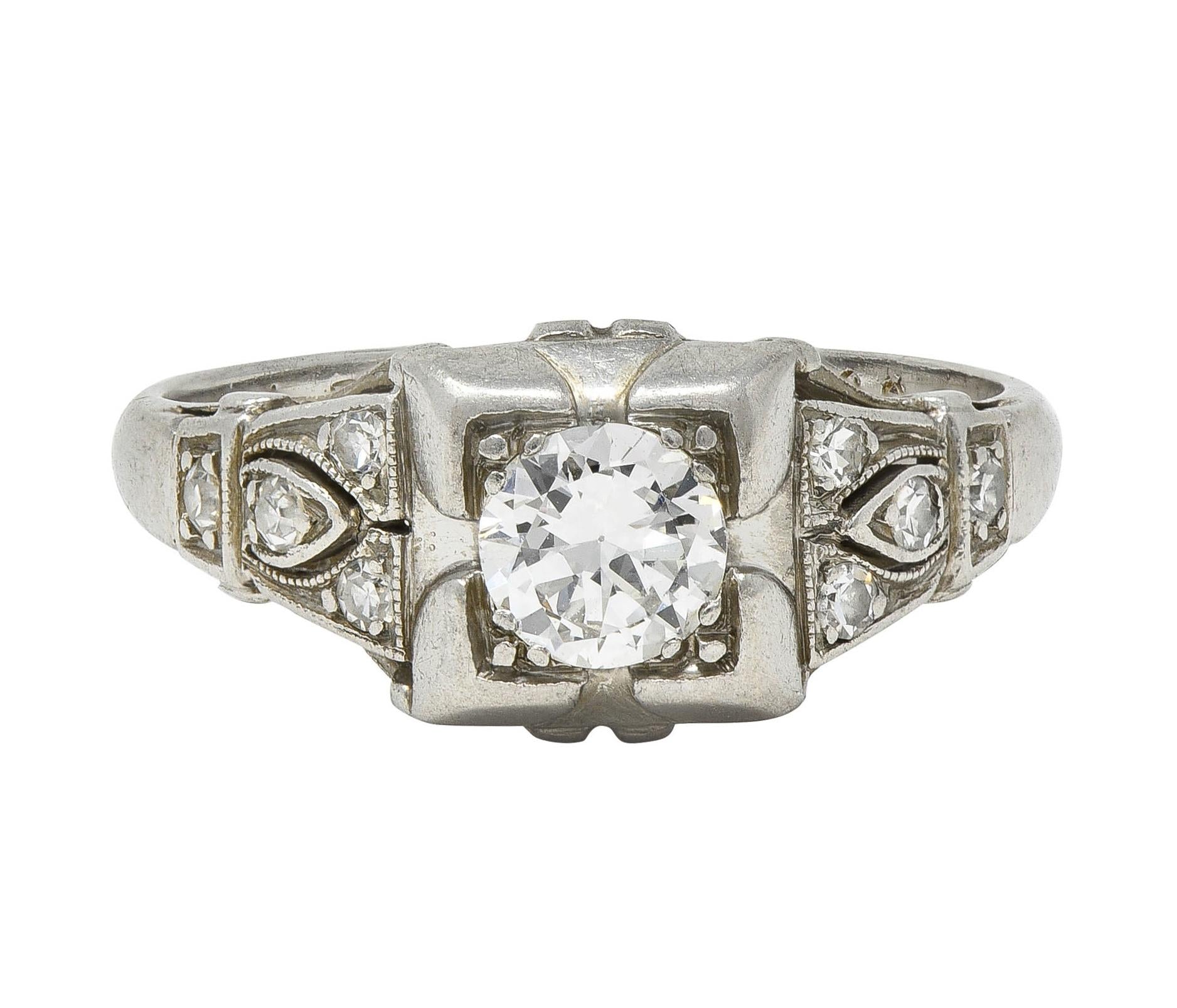 Bailey Banks & Biddle 1938 Art Deco Diamond Platinum Vintage Engagement Ring