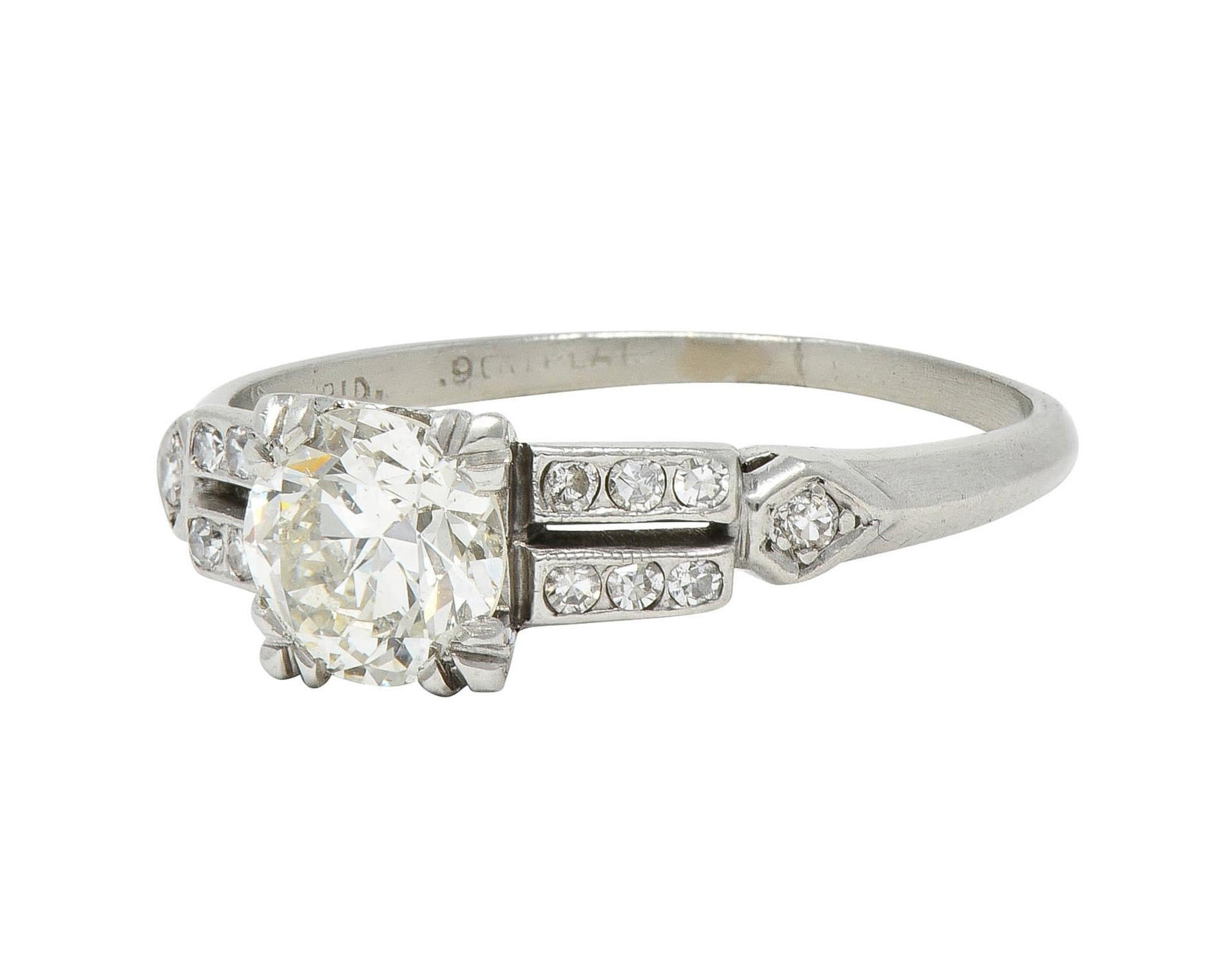 Mid-Century 0.80 CTW Old European Diamond Platinum Heart Vintage Engagement Ring