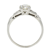 Mid-Century 0.80 CTW Old European Diamond Platinum Heart Vintage Engagement Ring