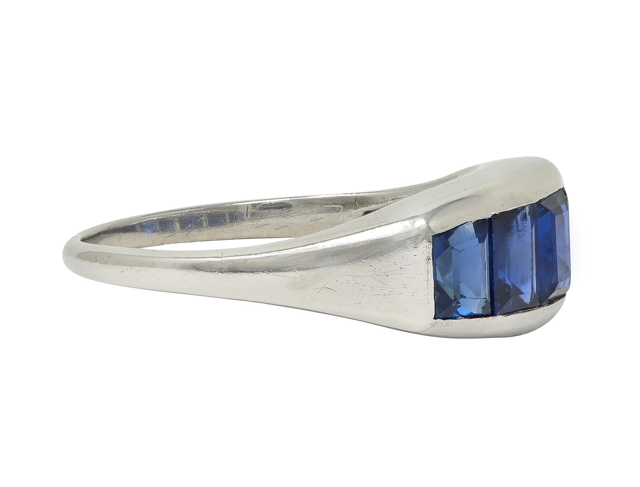 Mid-Century 1.95 CTW Sapphire Platinum Vintage Channel Stacking Band Ring