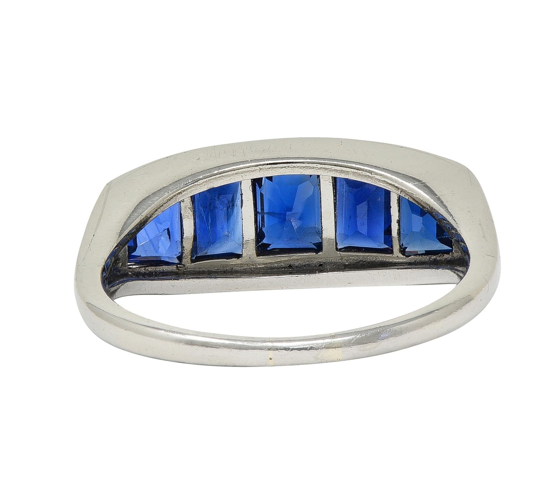 Mid-Century 1.95 CTW Sapphire Platinum Vintage Channel Stacking Band Ring