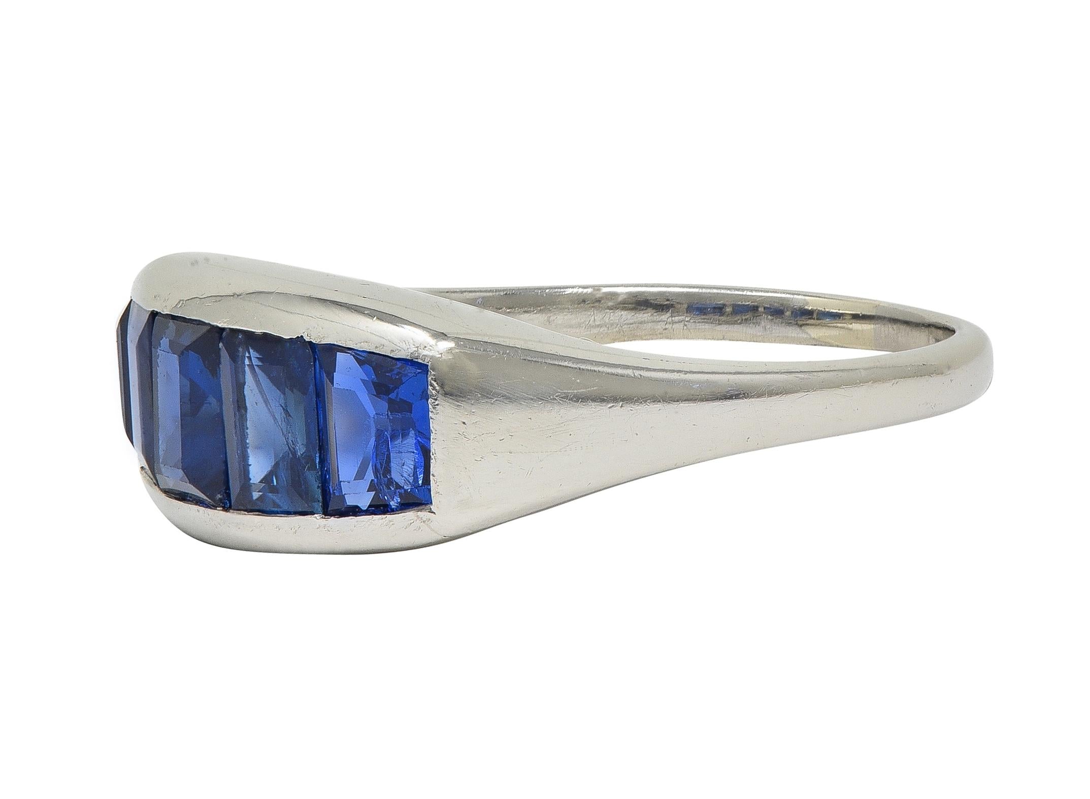 Mid-Century 1.95 CTW Sapphire Platinum Vintage Channel Stacking Band Ring
