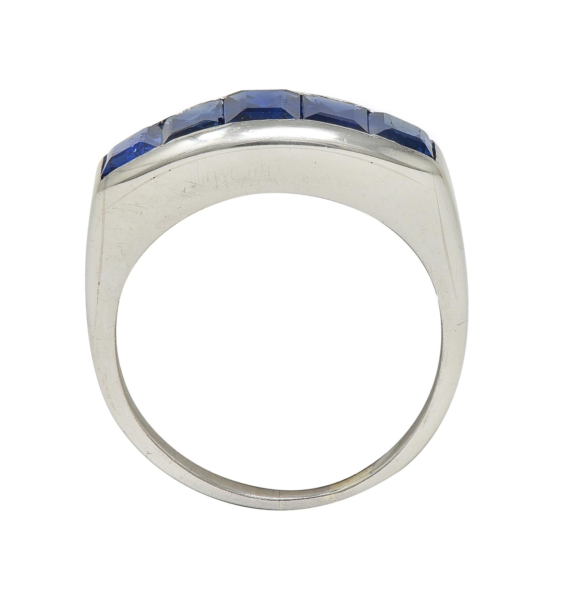 Mid-Century 1.95 CTW Sapphire Platinum Vintage Channel Stacking Band Ring
