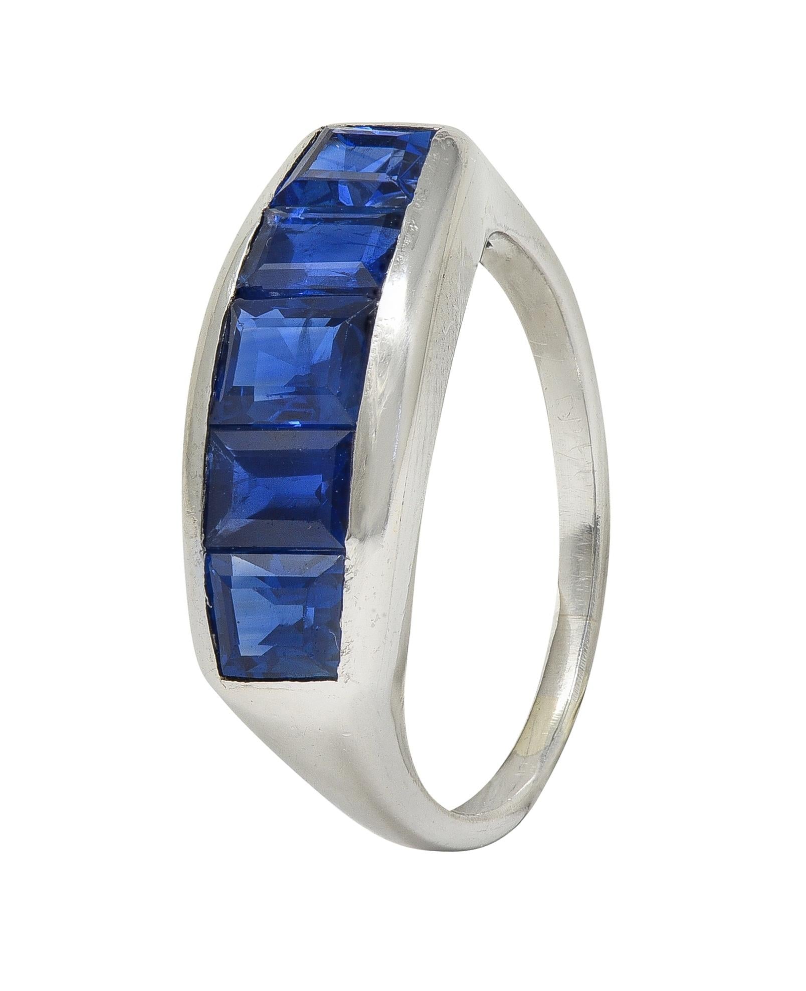 Mid-Century 1.95 CTW Sapphire Platinum Vintage Channel Stacking Band Ring