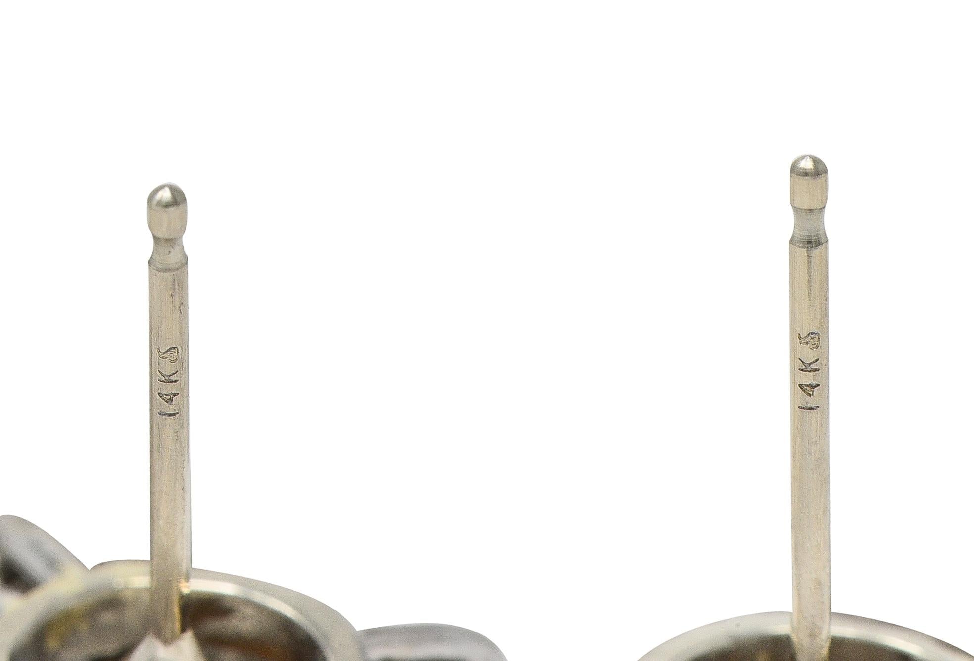 Contemporary Akoya Pearl Diamond 14 Karat White Gold Cluster Burst Stud Earrings