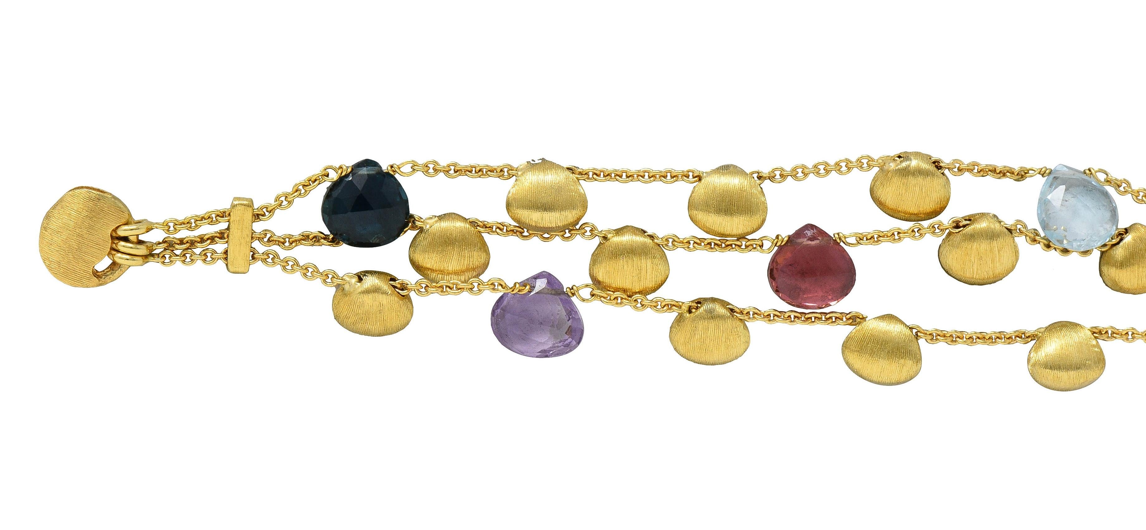 Marco Bicego Multi-Gem 18 Karat Yellow Gold Paradise Multi-Strand Bracelet