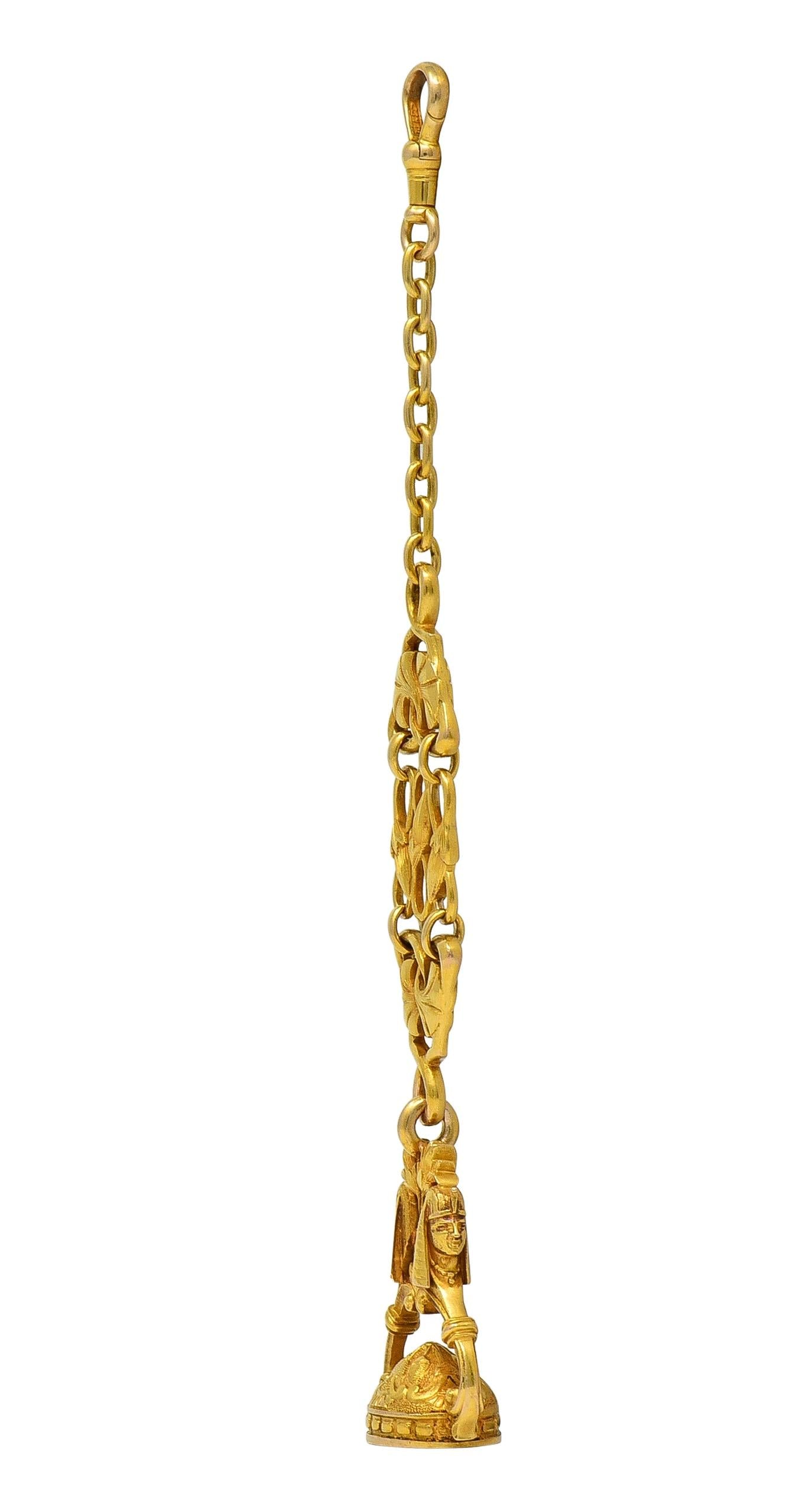 Carter Gough & Co. Egyptian Revival Art Nouveau 14K Gold Antique Fob Pendant