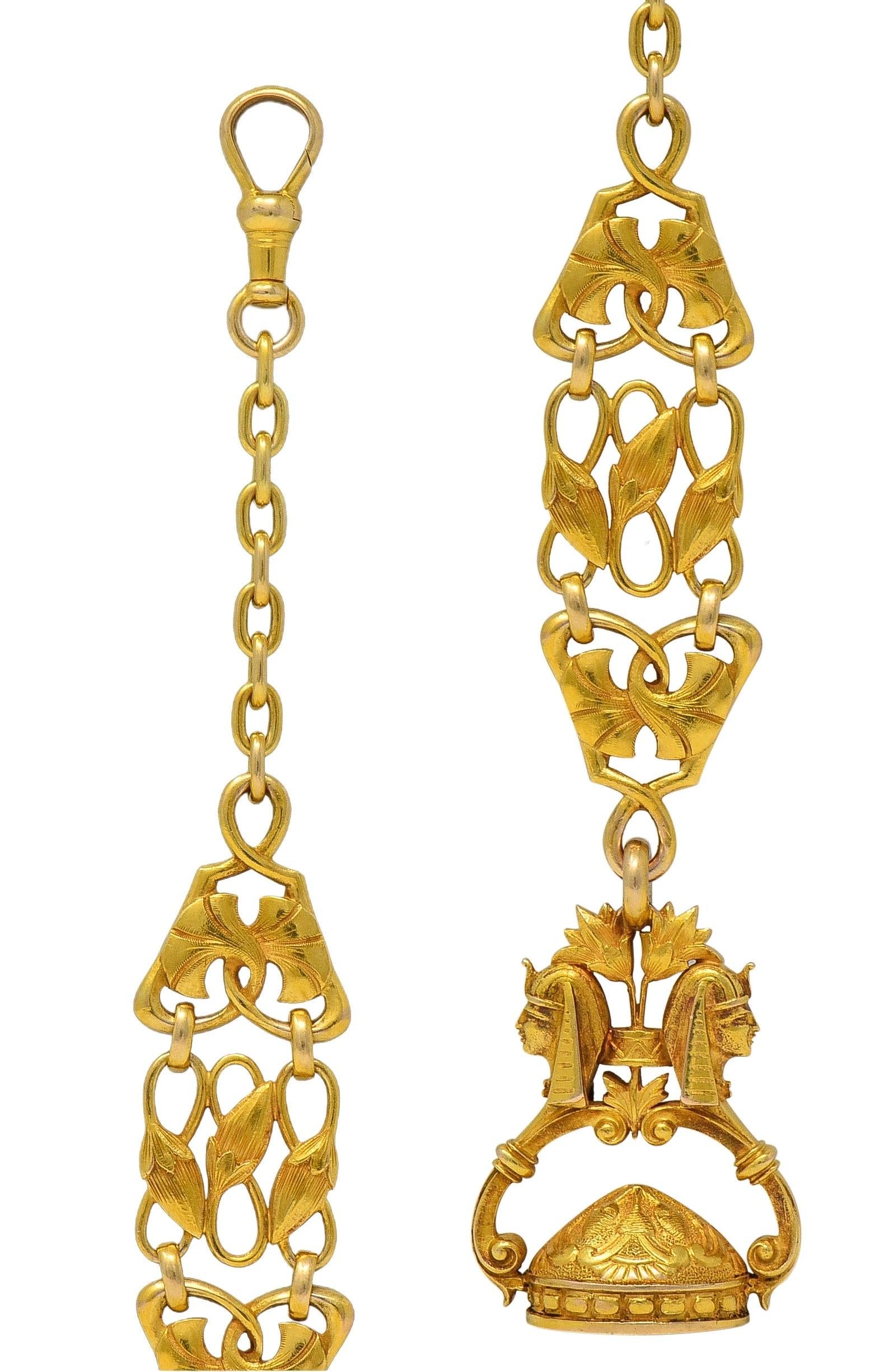 Carter Gough & Co. Egyptian Revival Art Nouveau 14K Gold Antique Fob Pendant