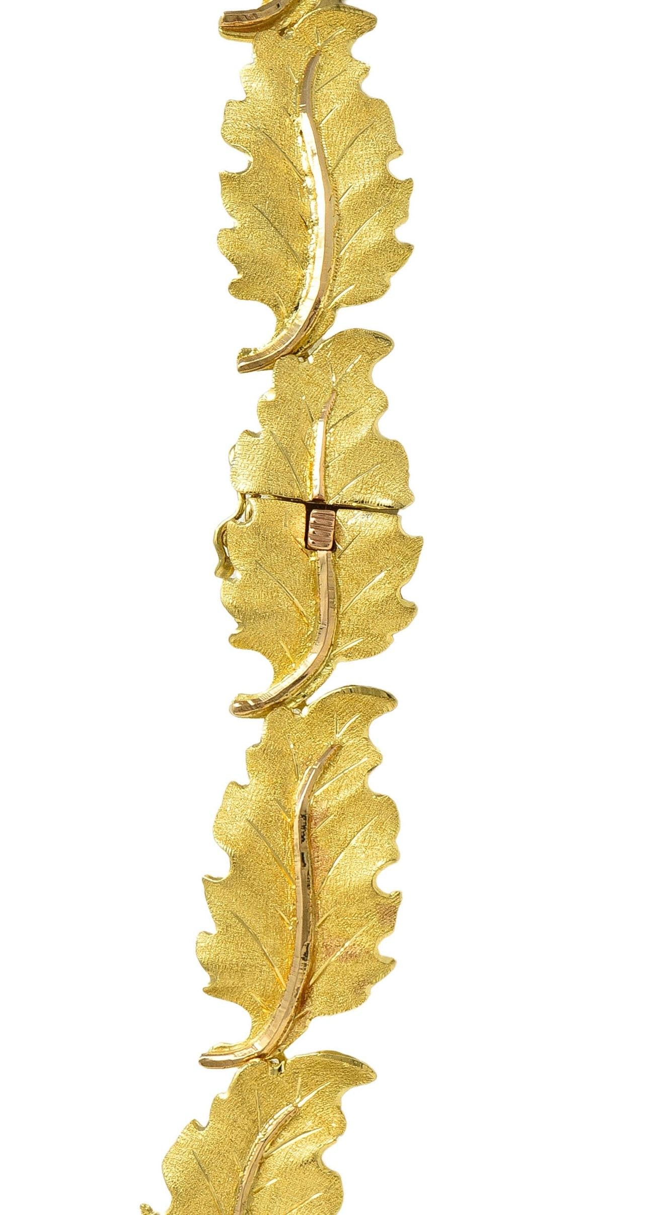 Buccellati 1970's 18 Karat Two-Tone Yellow Rose Gold Vintage Leaf Link Necklace