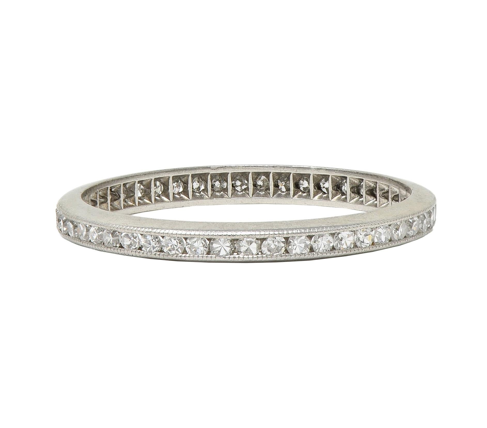 Art Deco 0.50 CTW Diamond Platinum Vintage Wedding Band Ring