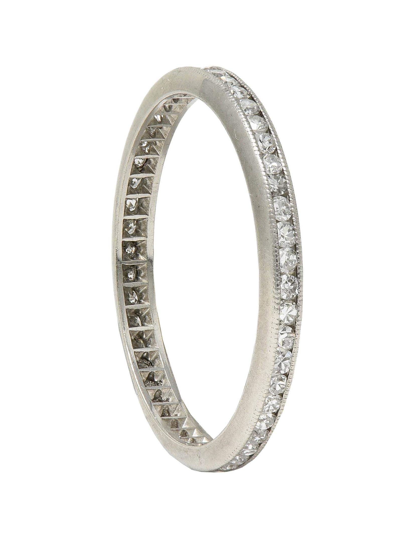 Art Deco 0.50 CTW Diamond Platinum Vintage Wedding Band Ring