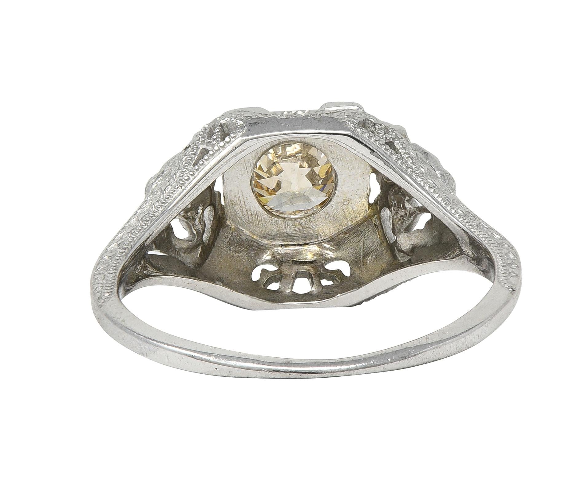 Art Deco 0.42 CTW Fancy Brown-Yellow Diamond 18K Vintage Engagement Ring