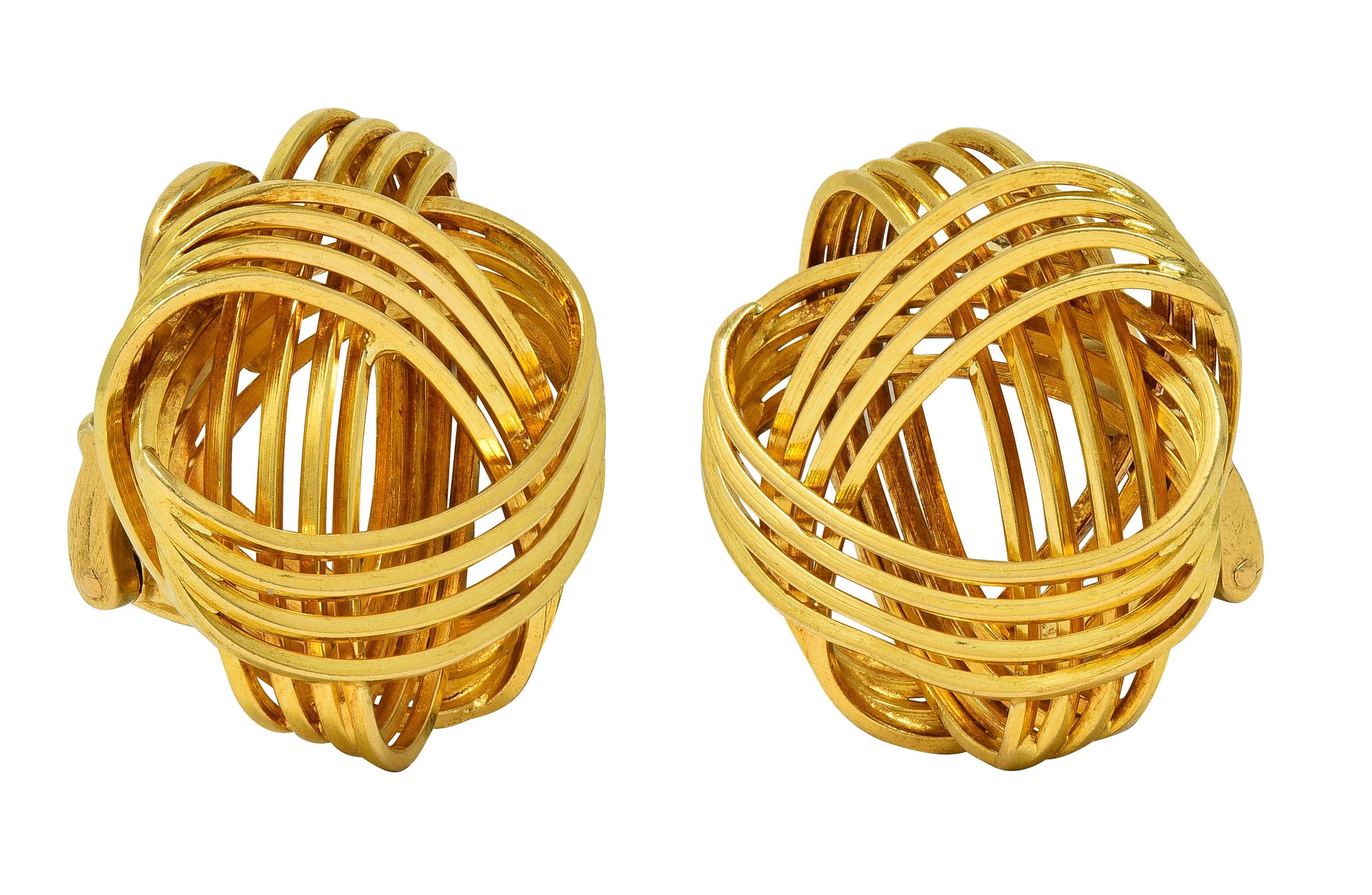 Ilias LaLaounis 1980 18 Karat Yellow Gold Celtic Knot Vintage Ear-Clip Earrings