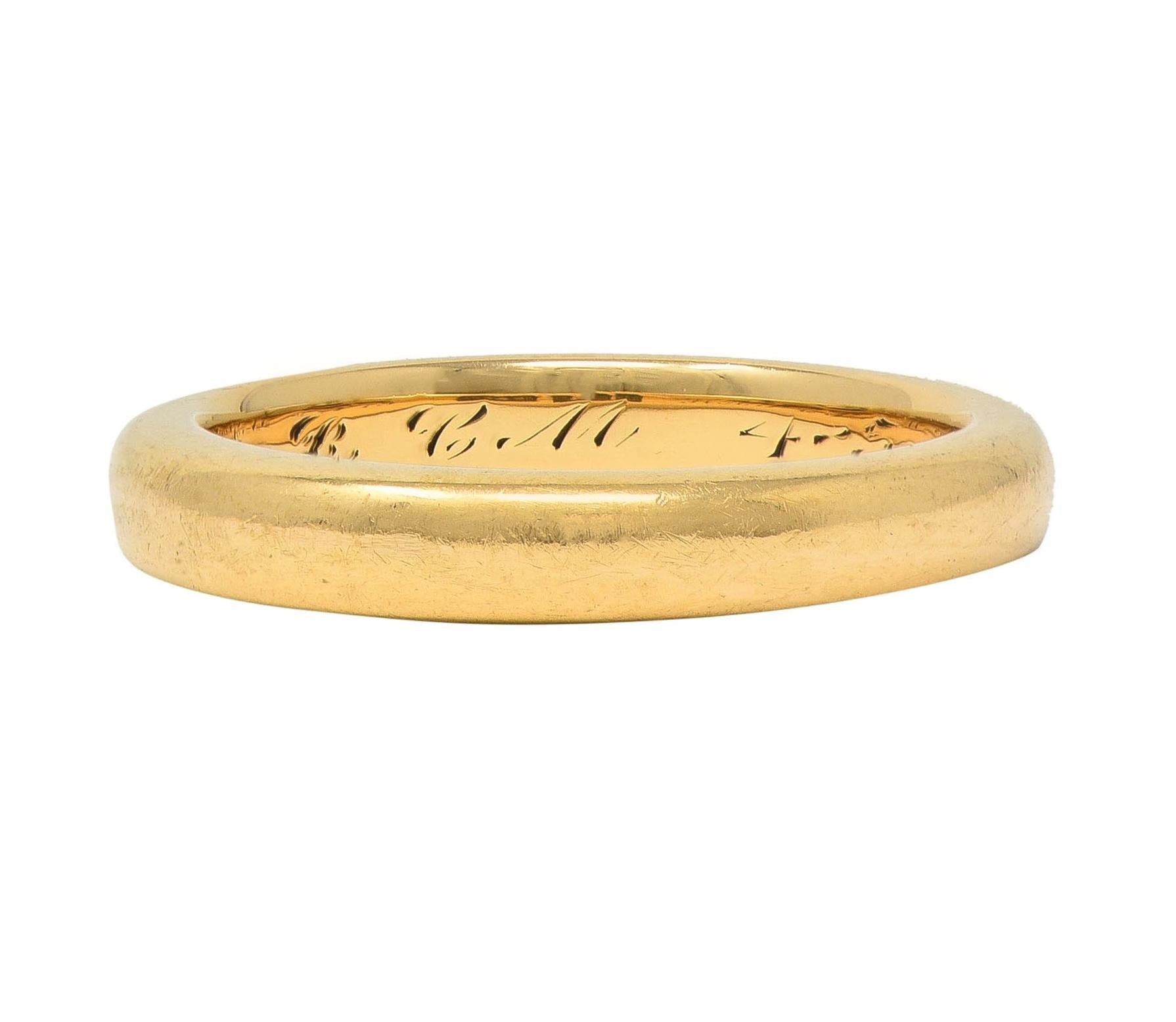 Bailey Banks & Biddle 1915 18 Karat Yellow Gold Antique Wedding Band Ring