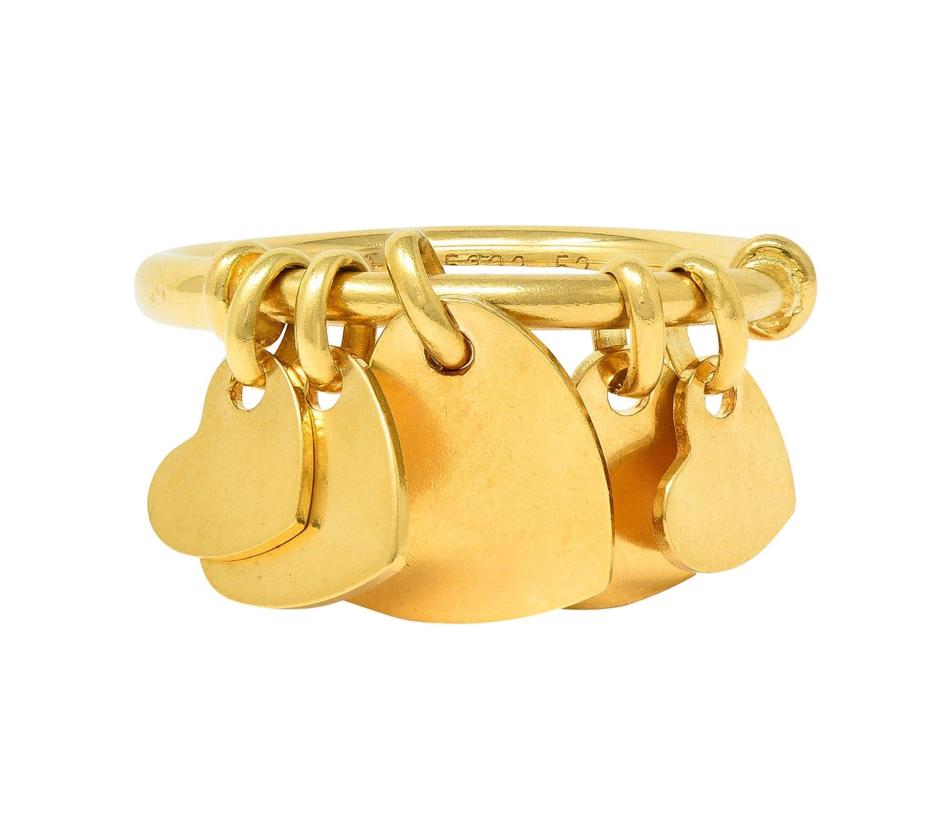 Dior French 2000's 18 Karat Yellow Gold Vintage Cœur Léger Heart Charm Ring