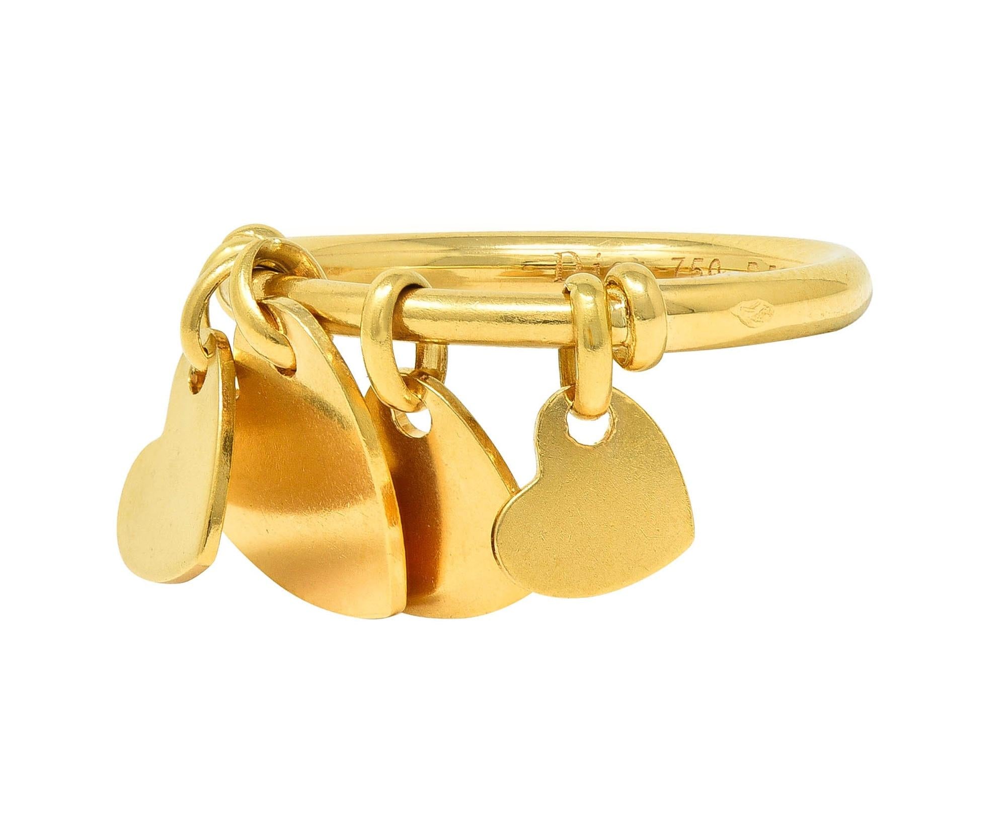 Dior French 2000's 18 Karat Yellow Gold Vintage Cœur Léger Heart Charm Ring