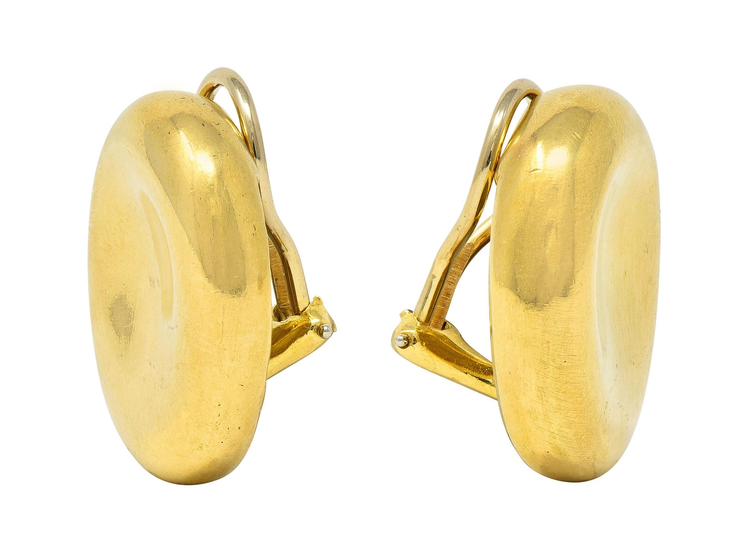 Angela Cummings 1989 18 Karat Yellow Gold Vintage Oval Ear-Clip Earrings