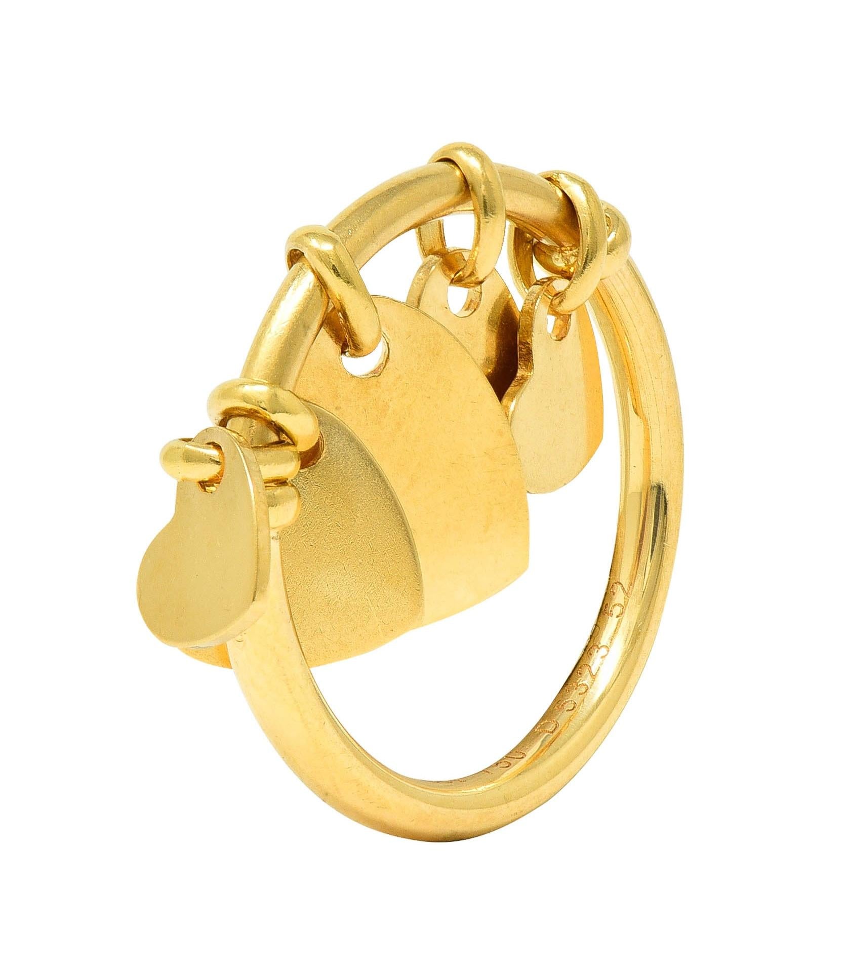 Dior French 2000's 18 Karat Yellow Gold Vintage Cœur Léger Heart Charm Ring