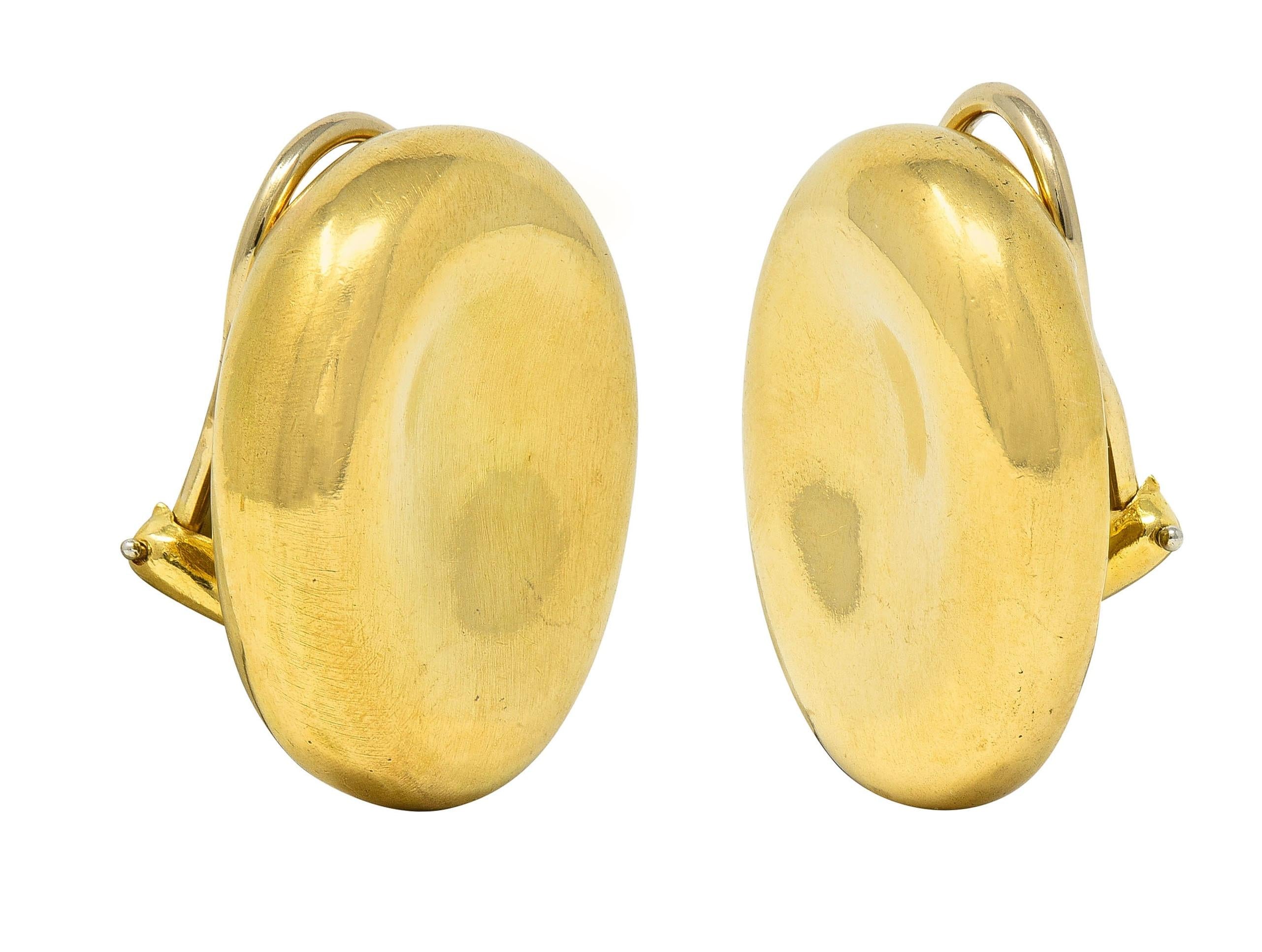 Angela Cummings 1989 18 Karat Yellow Gold Vintage Oval Ear-Clip Earrings