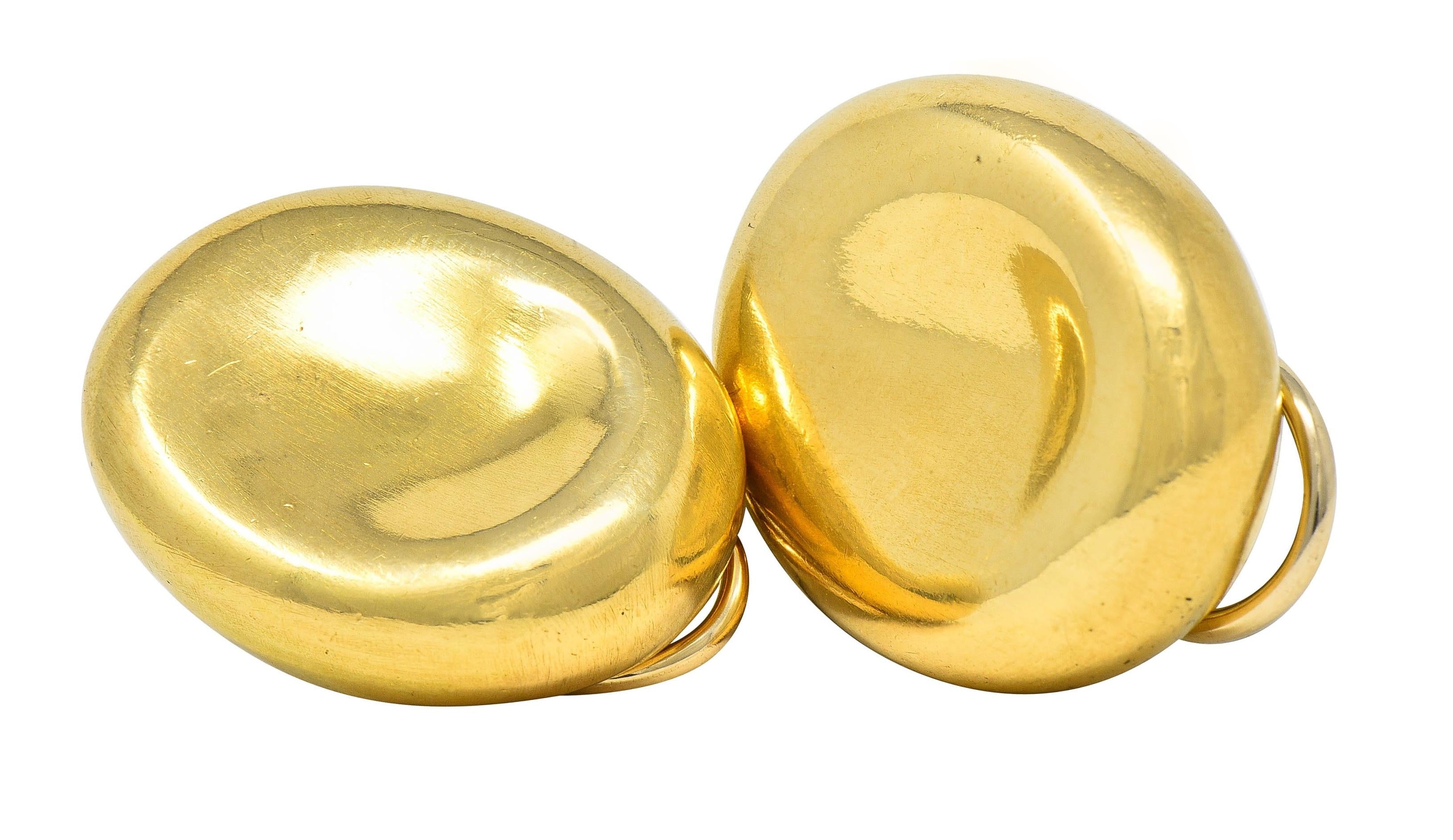 Angela Cummings 1989 18 Karat Yellow Gold Vintage Oval Ear-Clip Earrings