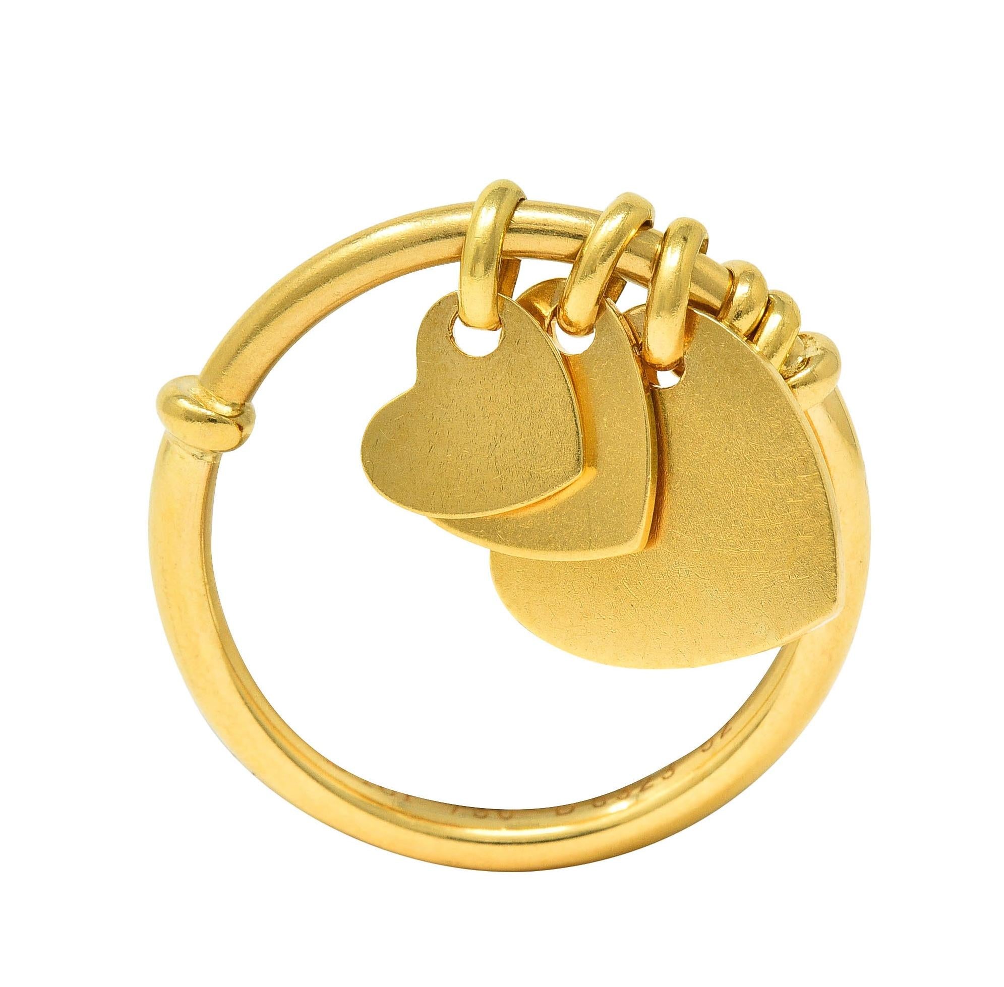 Dior French 2000's 18 Karat Yellow Gold Vintage Cœur Léger Heart Charm Ring