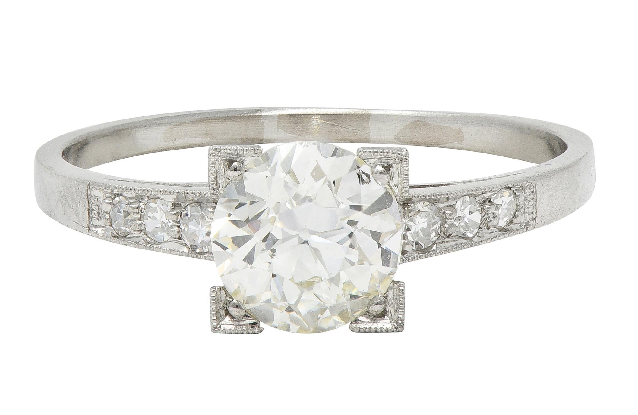 Mid-Century 1.12 CTW Old European Cut Diamond Platinum Vintage Engagement Ring