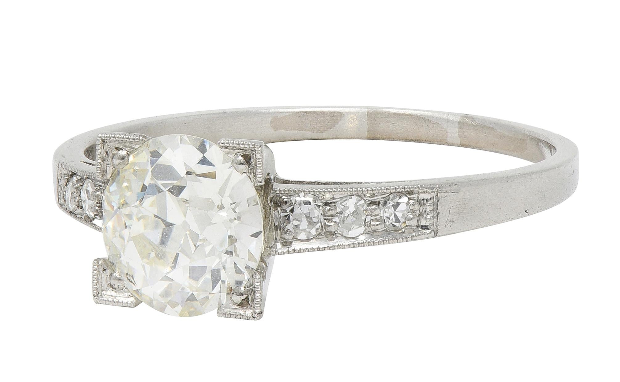 Mid-Century 1.12 CTW Old European Cut Diamond Platinum Vintage Engagement Ring