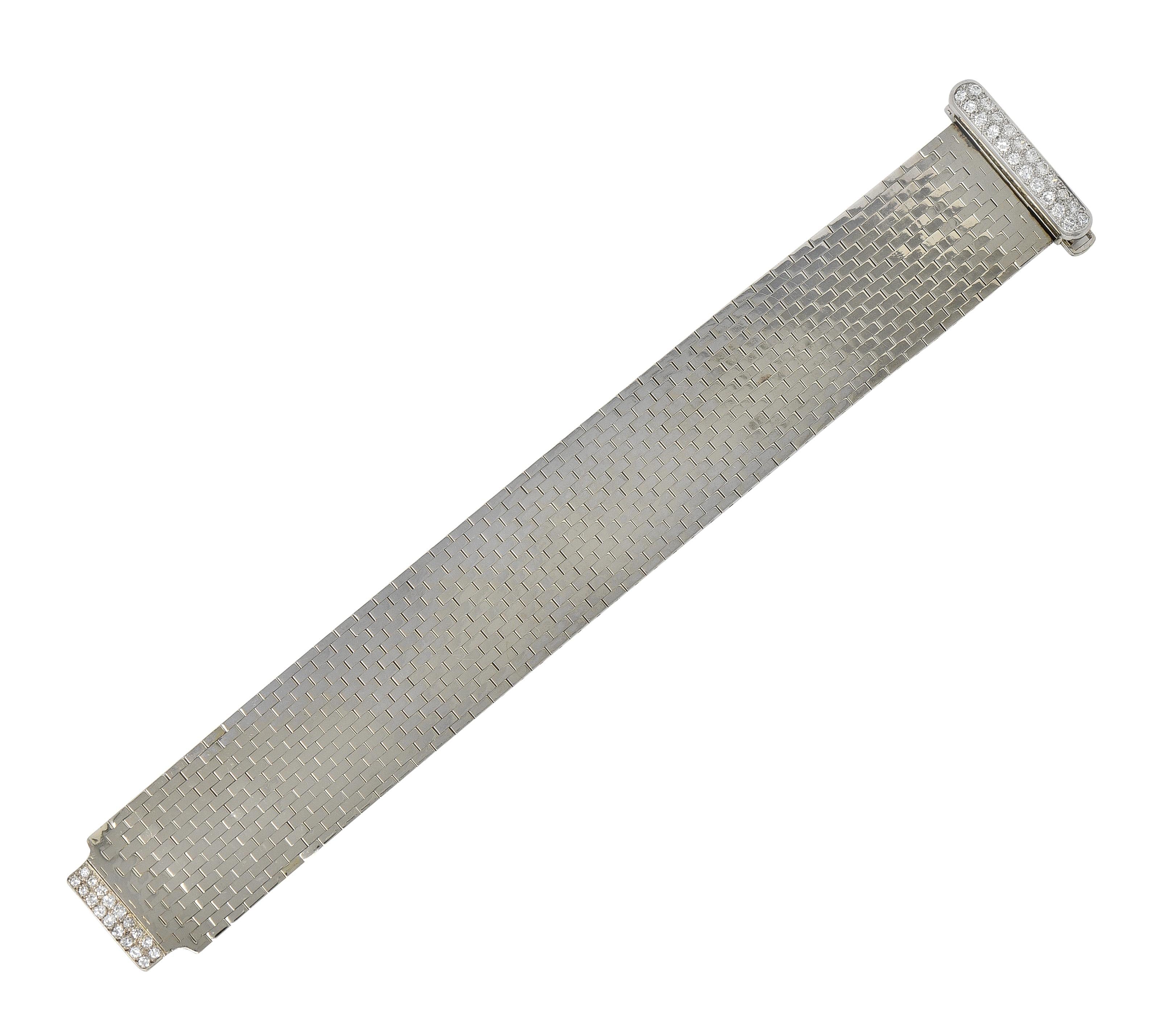 Bailey Banks & Biddle Retro Diamond 14K Gold Vintage Mesh Buckle Bracelet