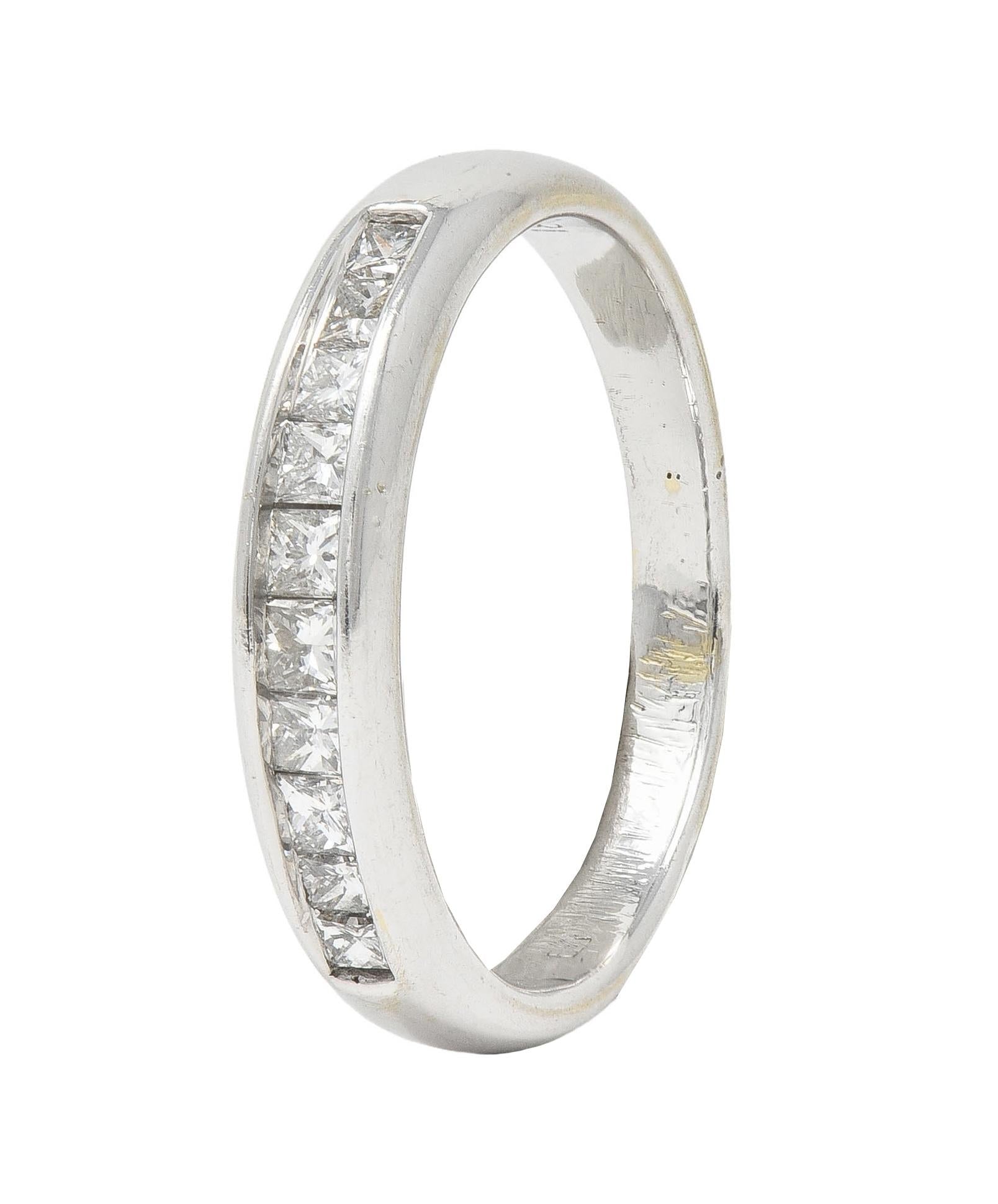 Contemporary 0.45 CTW Diamond 18 Karat White Gold Channel Band Ring