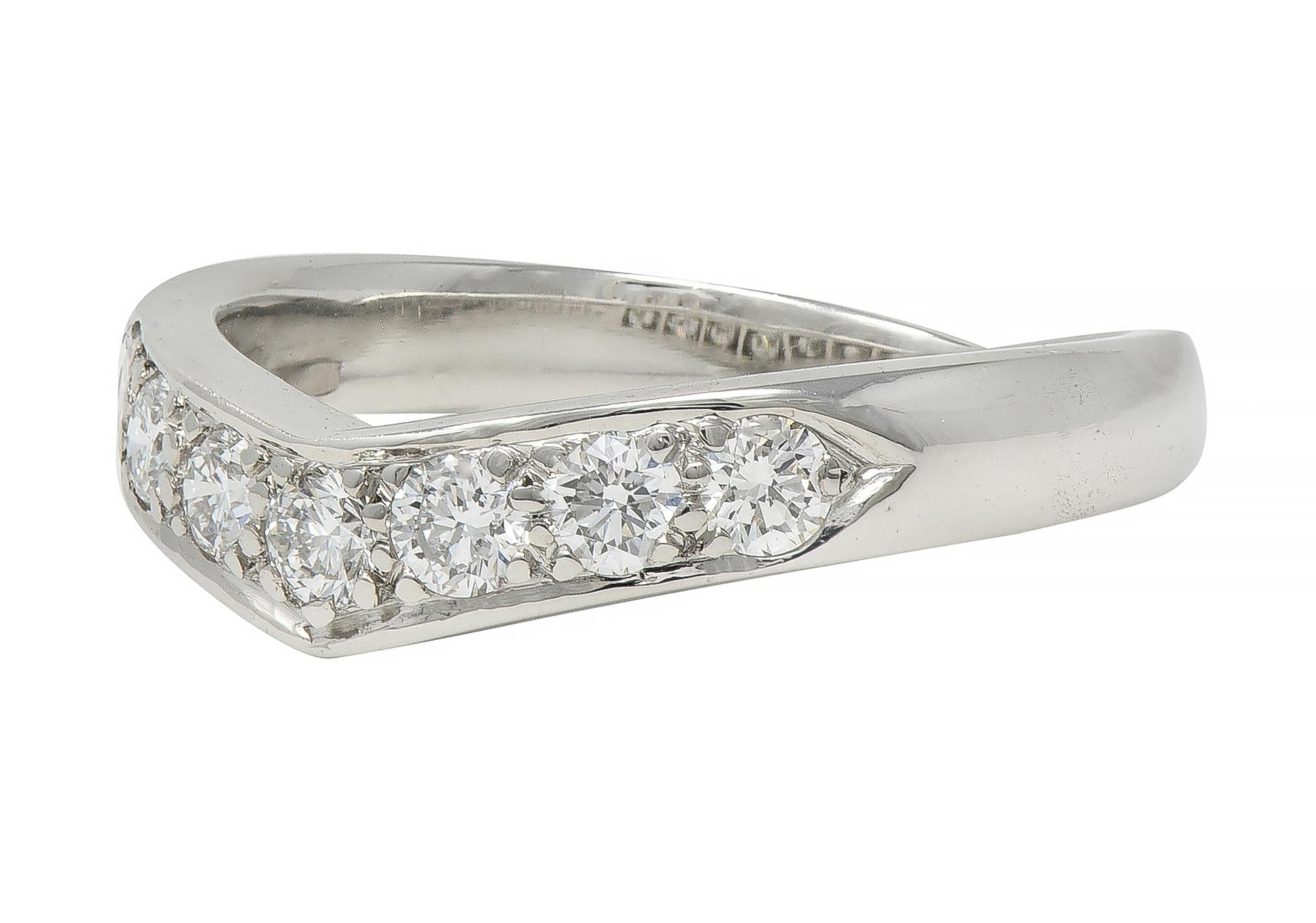 Tiffany & Co. Contemporary Diamond Platinum Chevron V Band Ring