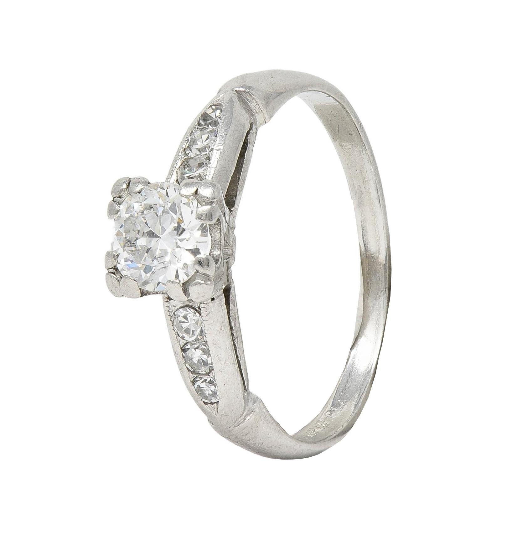 Retro 0.63 CTW Diamond Platinum Vintage Engagement Ring