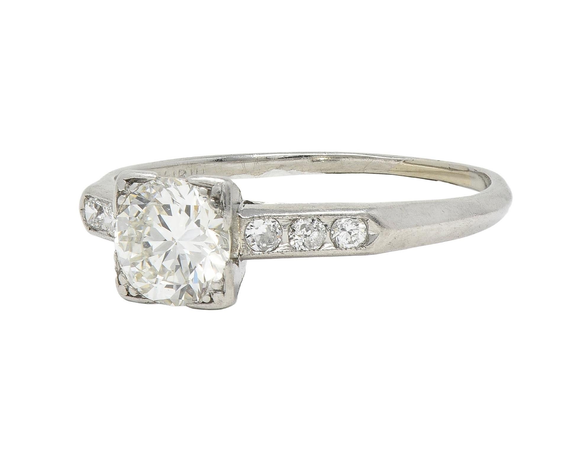 Mid-Century 0.84 CTW Transitional Diamond Platinum Vintage Engagement Ring